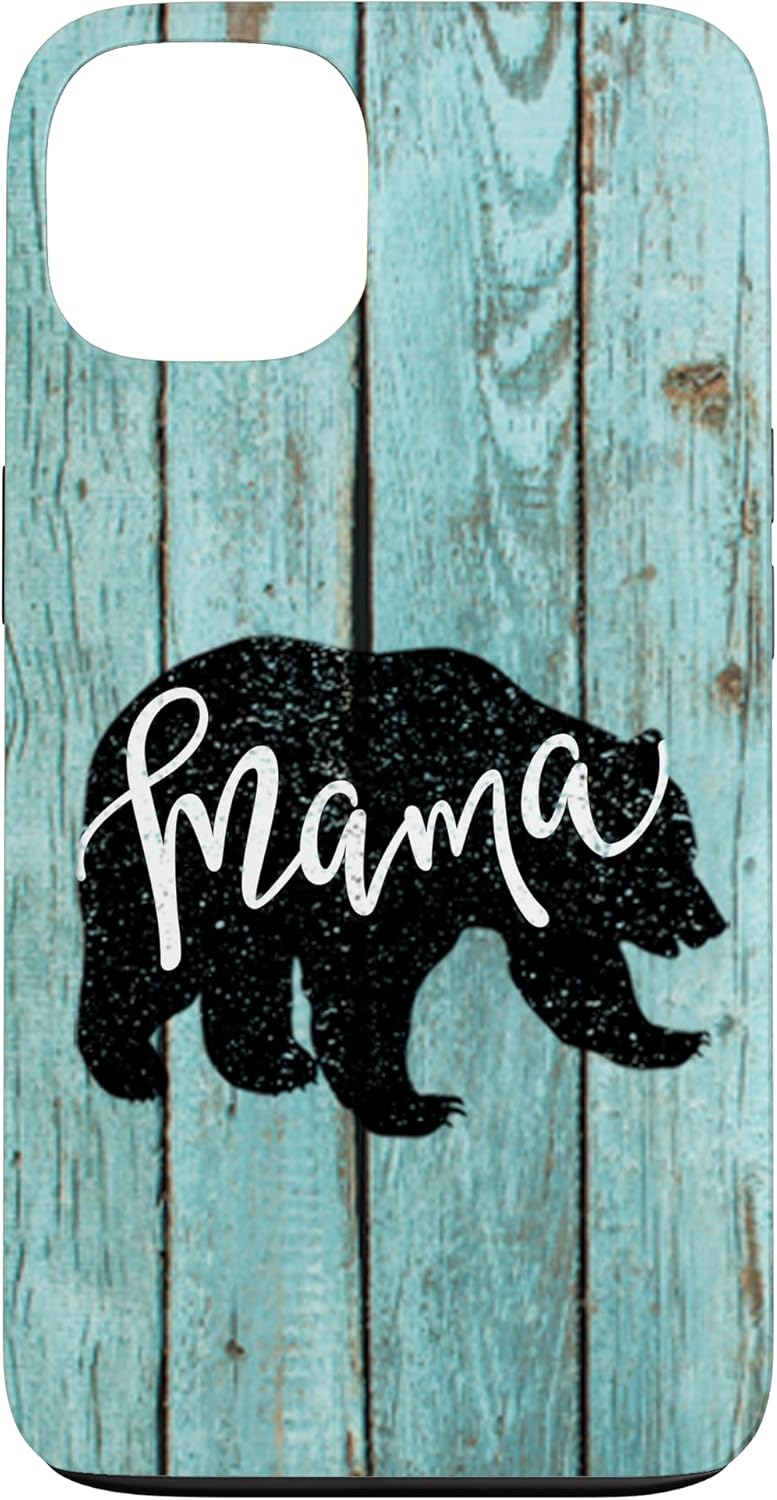Turquoise Woodgrain Rustic Farmhouse Shiplap Wood Mama Bear Case for iPhone 11 Pro