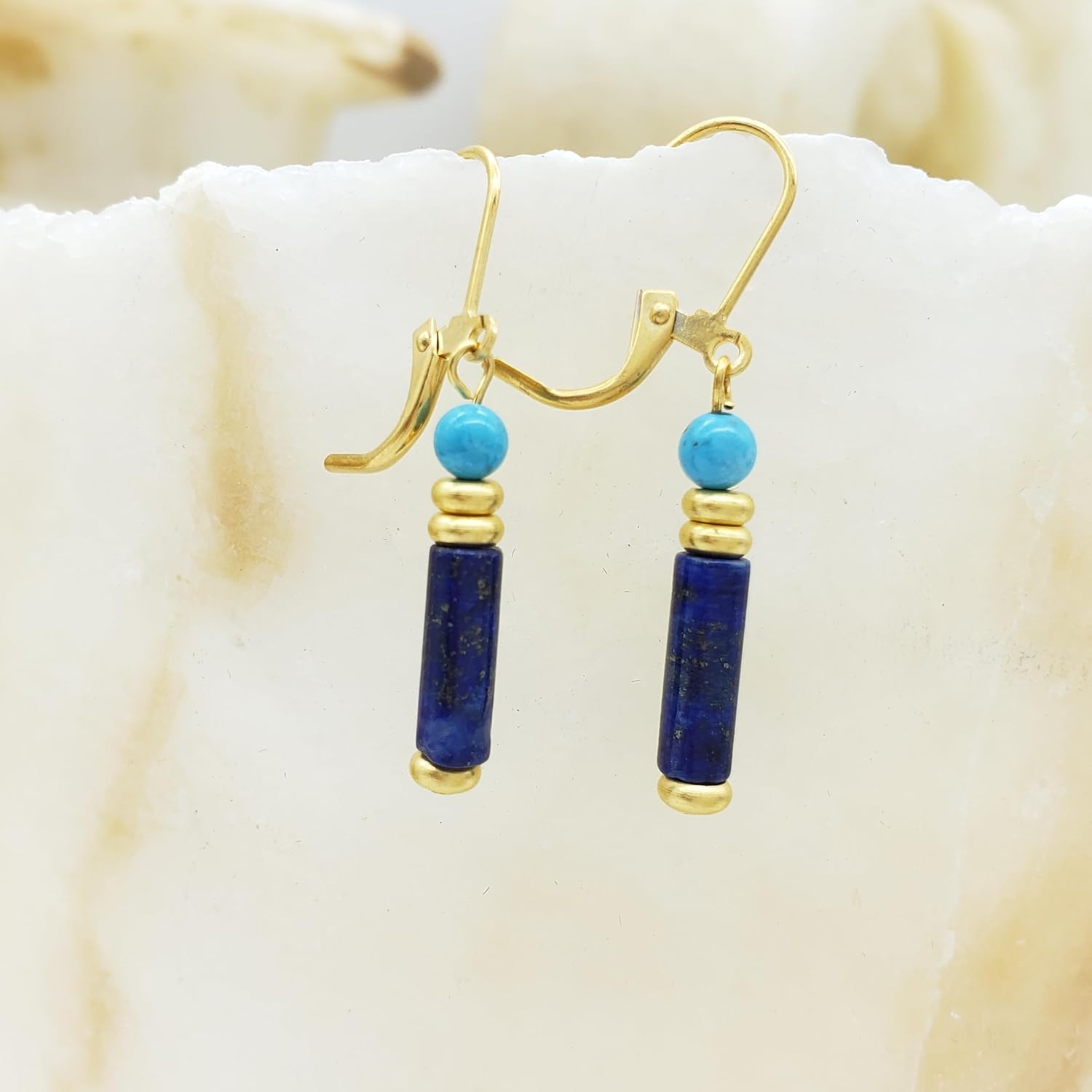 Egyptian Lapis and Turquoise Earrings