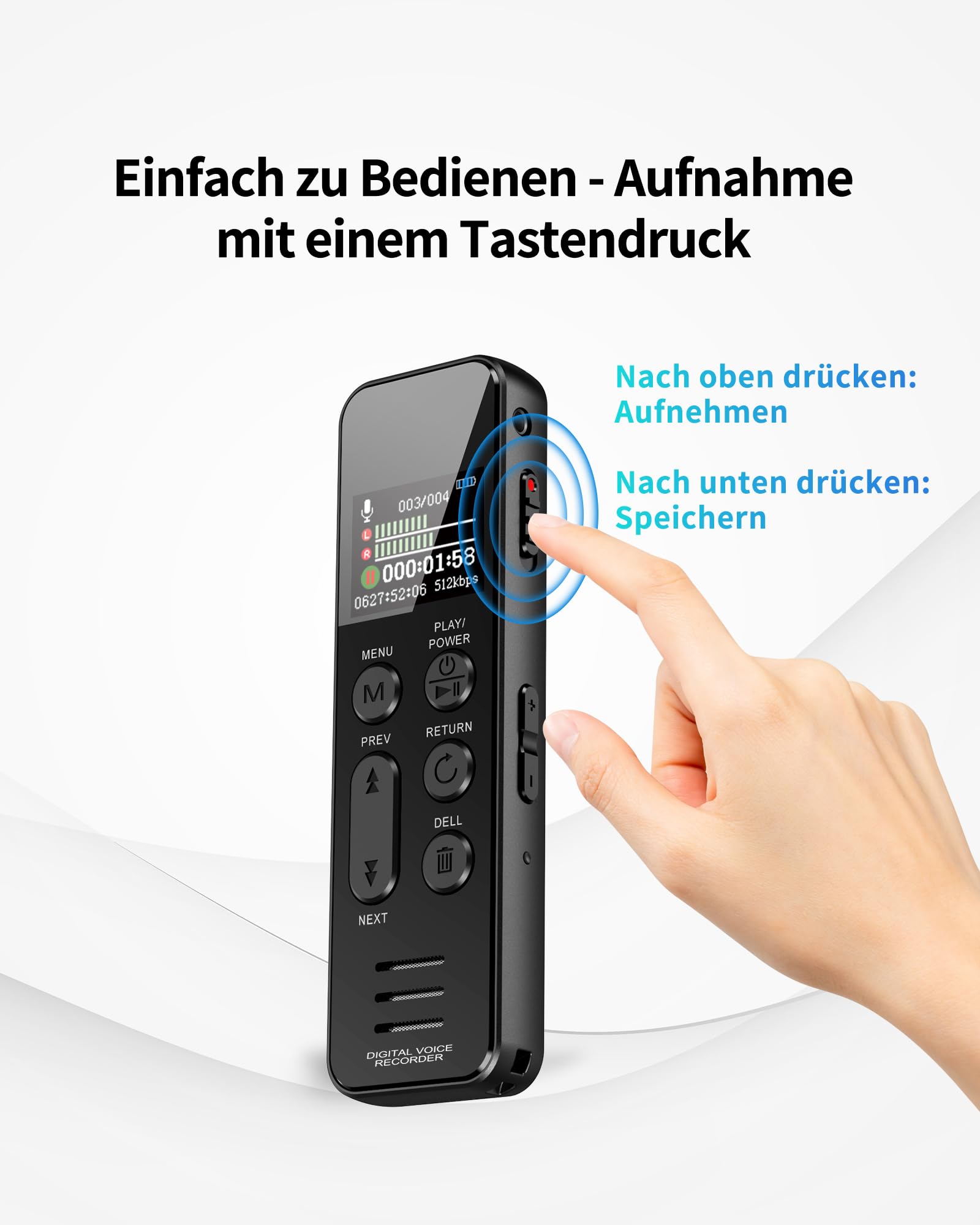 64GB Diktiergerät Professionelles, XIXITPY Aufnahmegerät mit 60 Stunden Daueraufzeichnung und DSP-Rauschunterdrückung, 3072kbps Voice Recorder für Vorlesungen Meetings Klassen Interviews