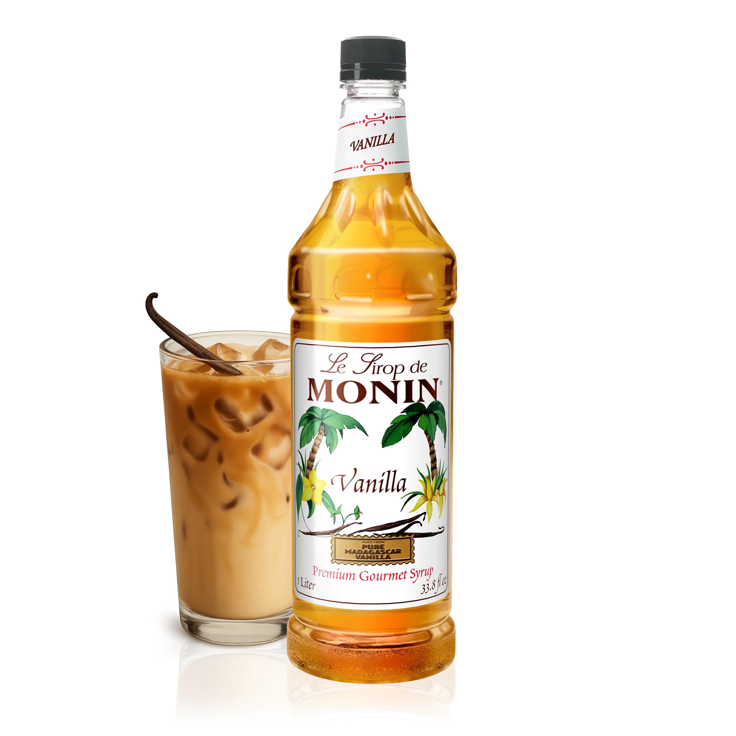 Monin - Vanilla Syrup | Pure & Rare Madagascar Vanilla, Premium Syrup for Coffee, Lattes & More | Clean Label with No Artificial Flavors, No Artificial Preservatives (BPA Free Bottle, 33.8 fl oz)