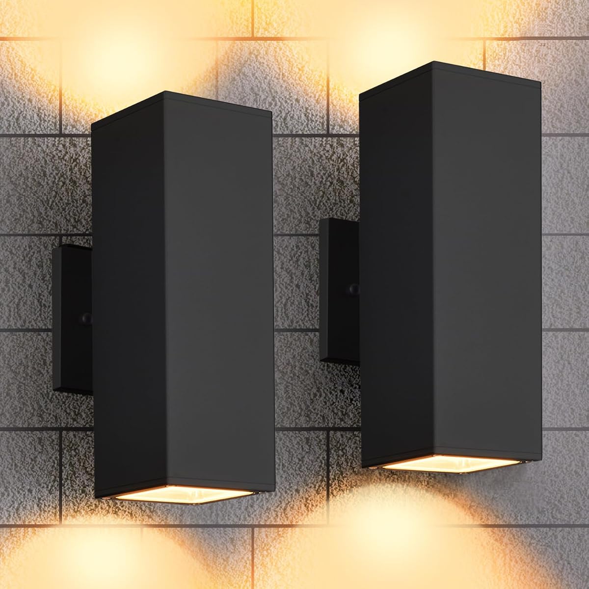 Outdoor Wall Lights, 2 Pack Waterproof Exterior Lighting Fixtures, Anti-Rust Outdside Light Fixture Black Aluminum Porch Lights for Garage House