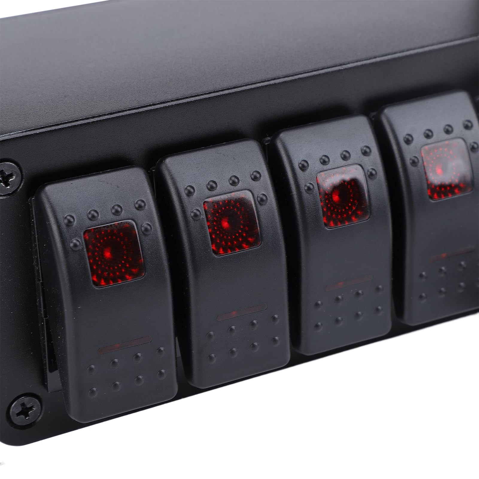 Cuifati 4 Gang Przełącznik Panelem, Aluminiowy Z USB Ładowarką, 12V 24V, | Skrzynka przełączników on-off, 12V 24V DC, PD typ C QC3.0, do samochodów ciężarowych, łodzi RV UTV ATV
