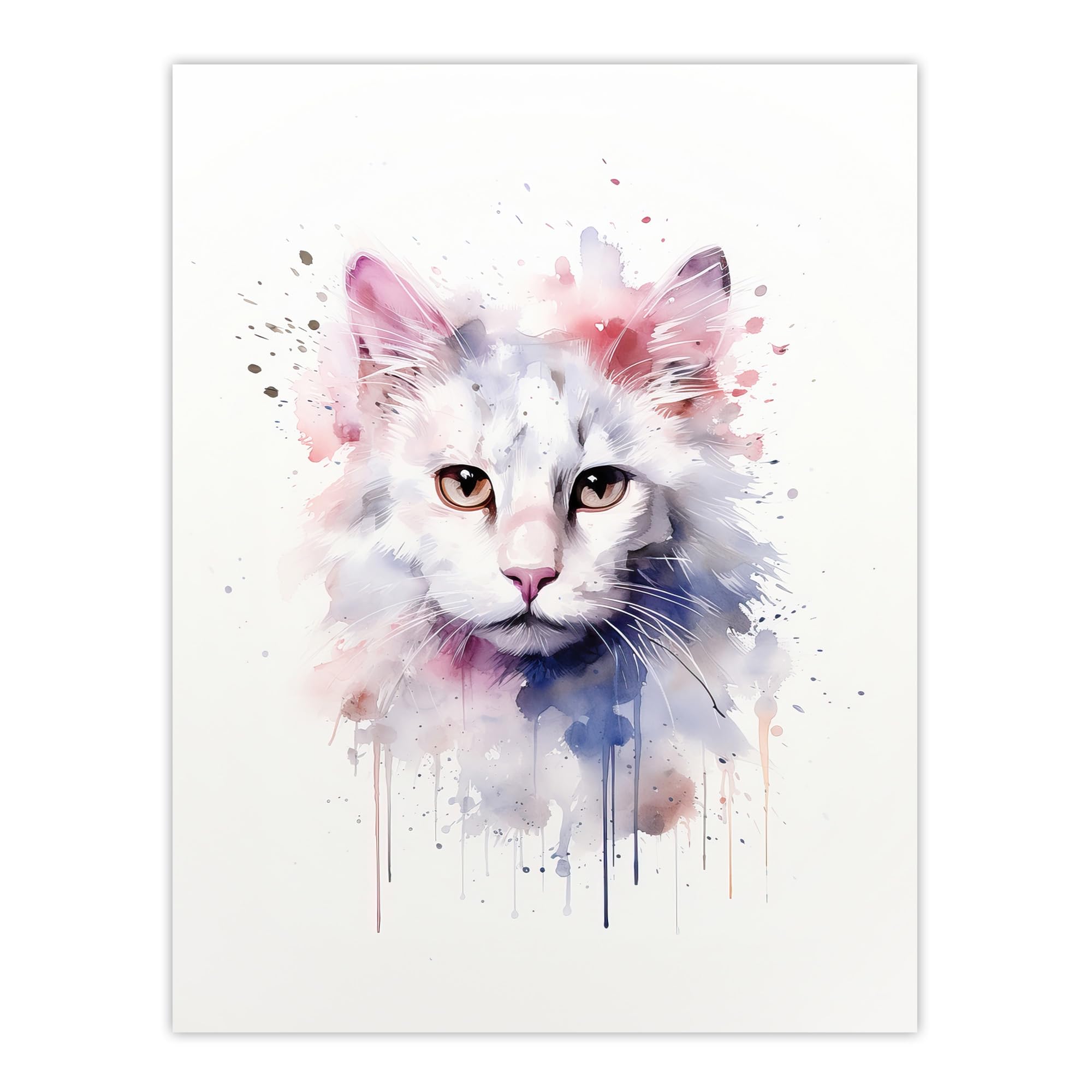 Artery8 Watercolour Cat Portrait Print - W18" x H24"