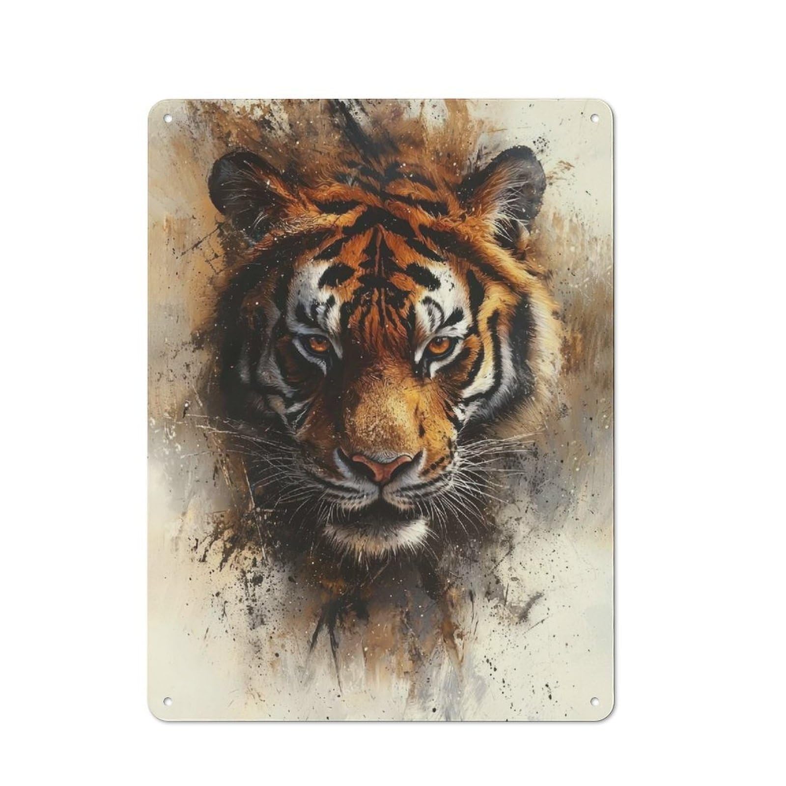 Junmoney Tiger Portrait For Garden Room Or Summerhouse, Retro Tin Sign 40X30cm, For Garage, Workshop And Man Cave Decoration