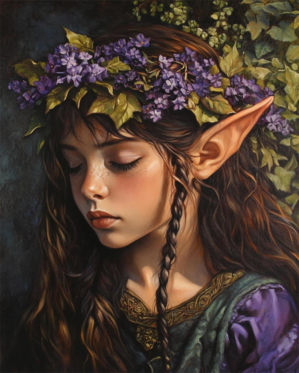 RKFLGEW 14CT Stamped Cross Stitch Kits Fantasy Elf Woman Cross Stitch Kits Embroidery Starter Set for Beginners DIY Home Decoration 40x50cm