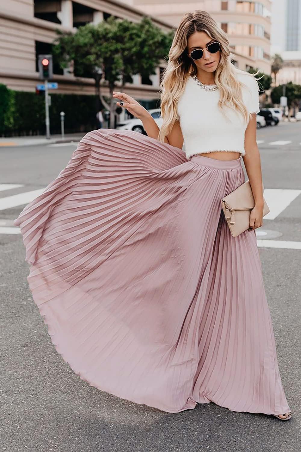 ebossy Damen Modern/Tailliert Plissee