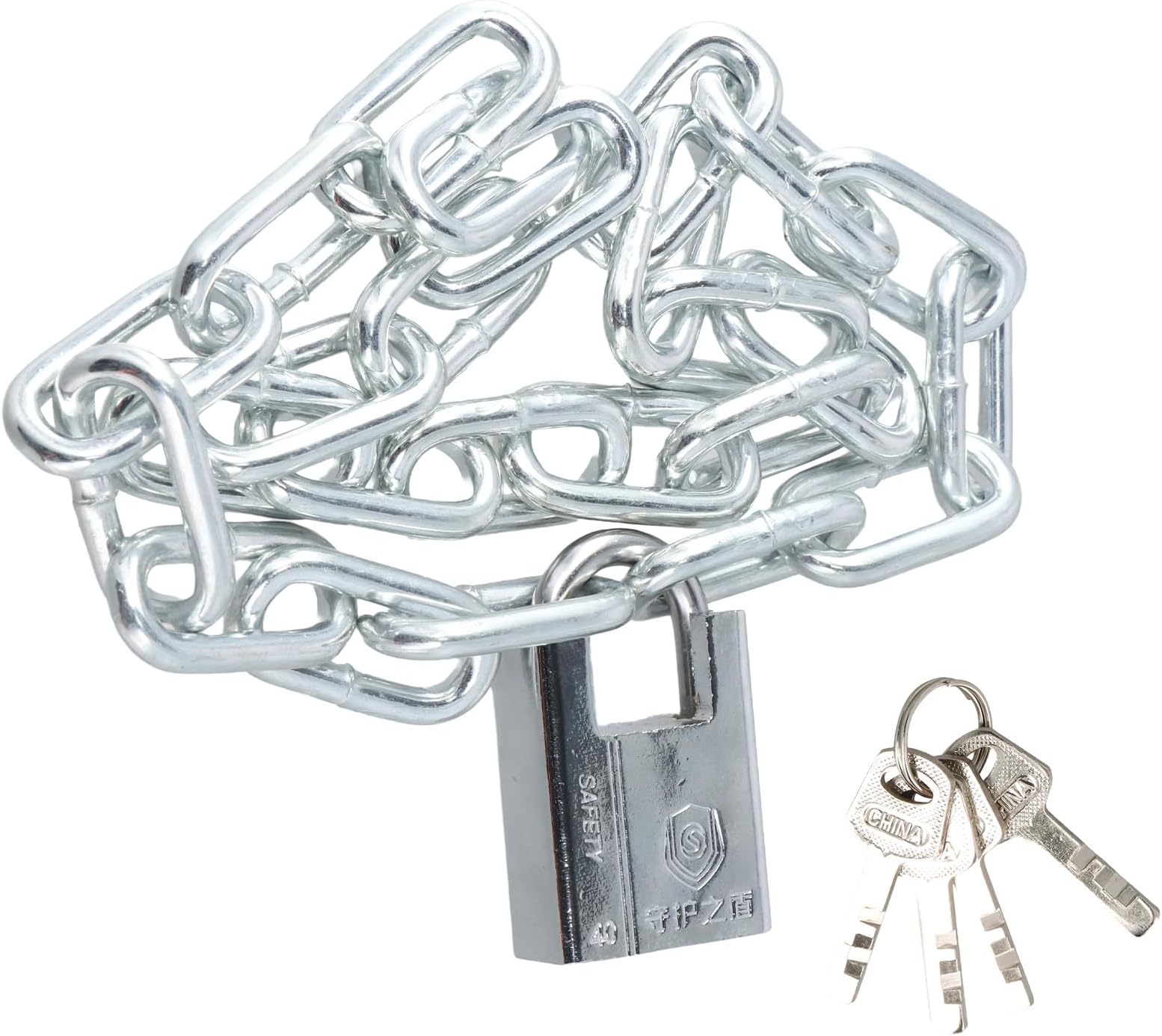 Bicycle Lock Chain, Bicycle Chain Lock, Safety Chain, Bicycle Lock with Key Padlock, Stainless Steel, Ideal for Gates, Bicycles, Fences, Motorcycles (80 cm)