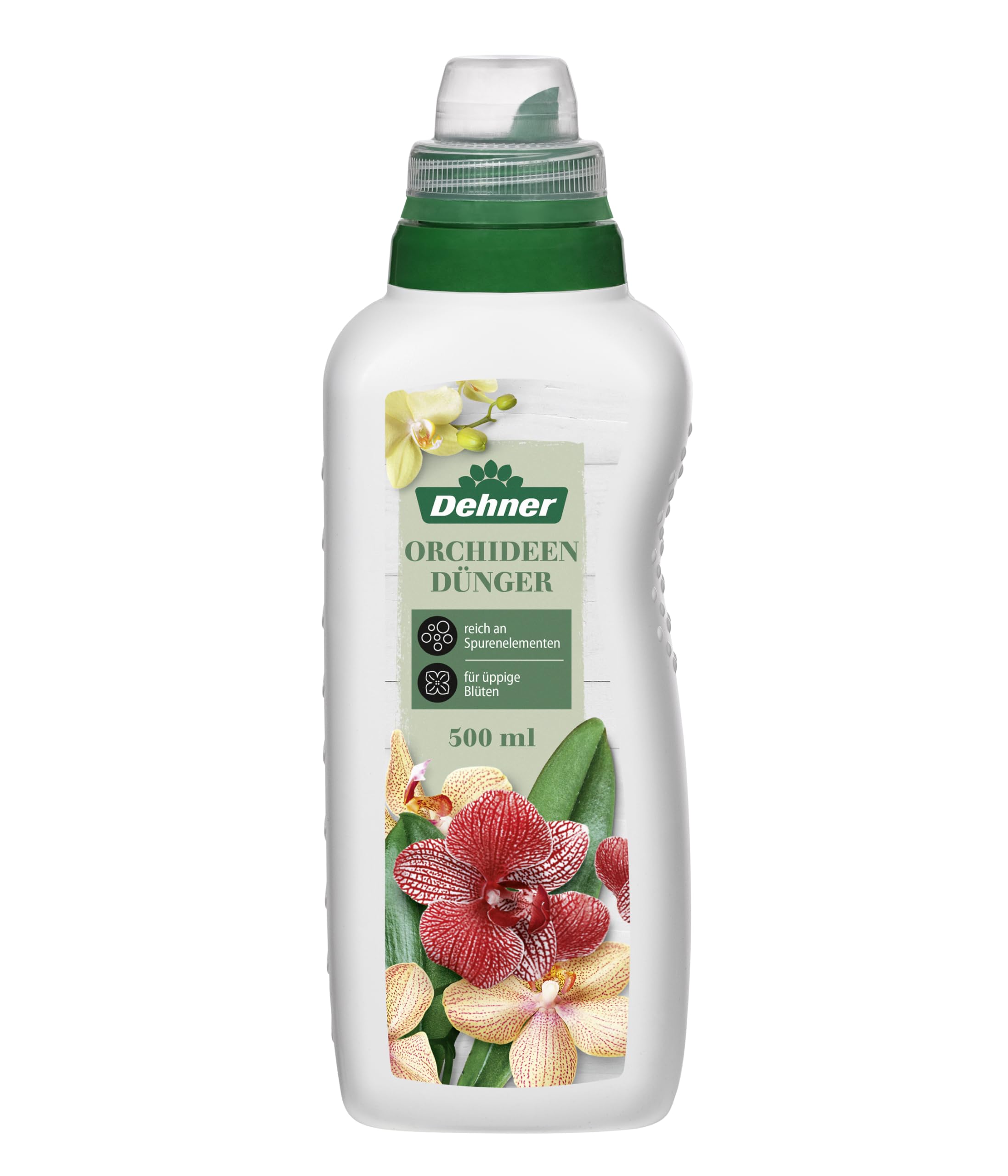 Dehner Orchideendünger, hochwertiger Flüssigdünger, Dünger für Orchideen, organischer NPK-Dünger, mit Spurennährstoffen, 500 ml, für ca. 100 l, bunt