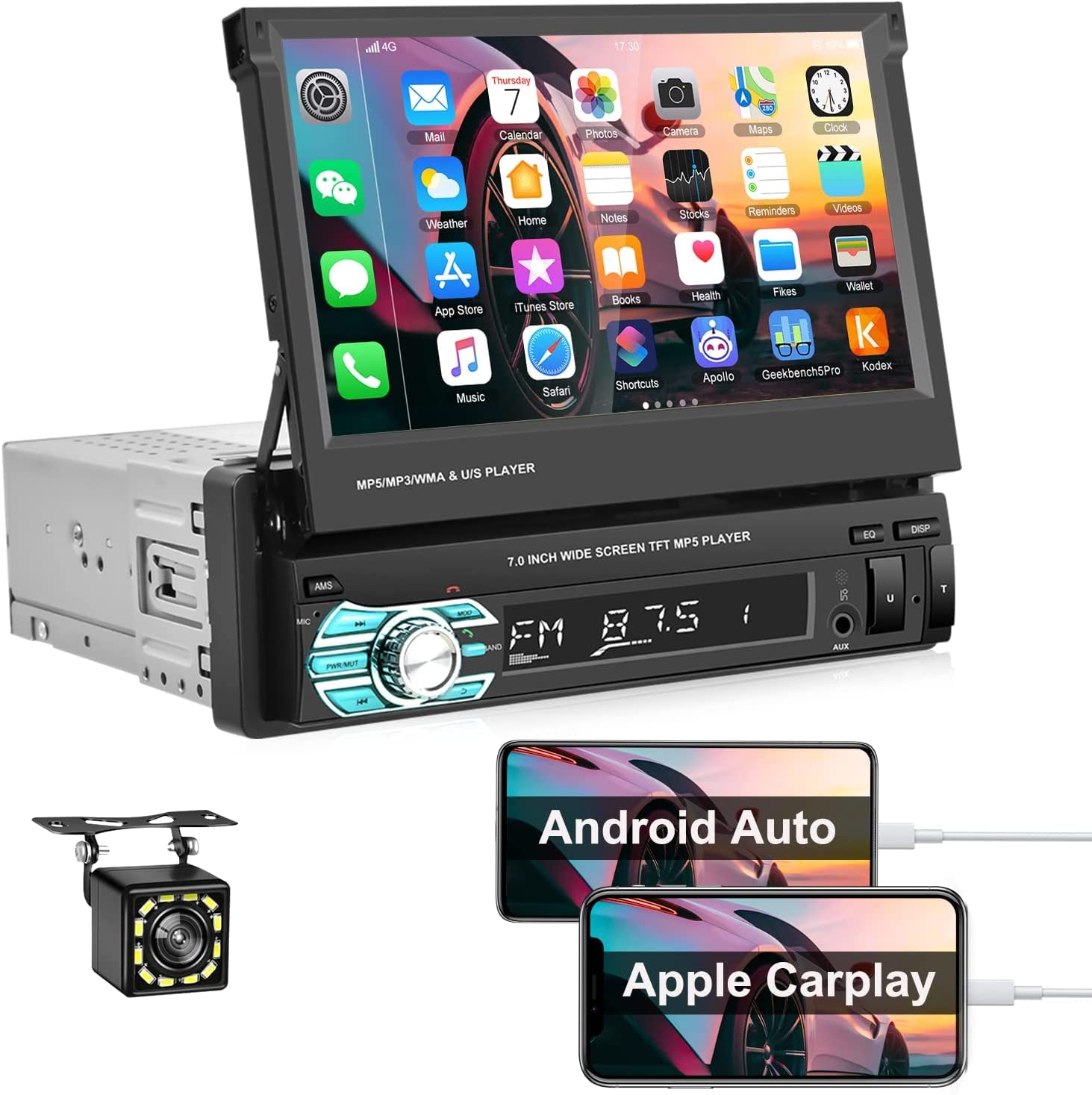 Buy CAMECHO Apple Carplay Android Auto Single Din Car Stereo with