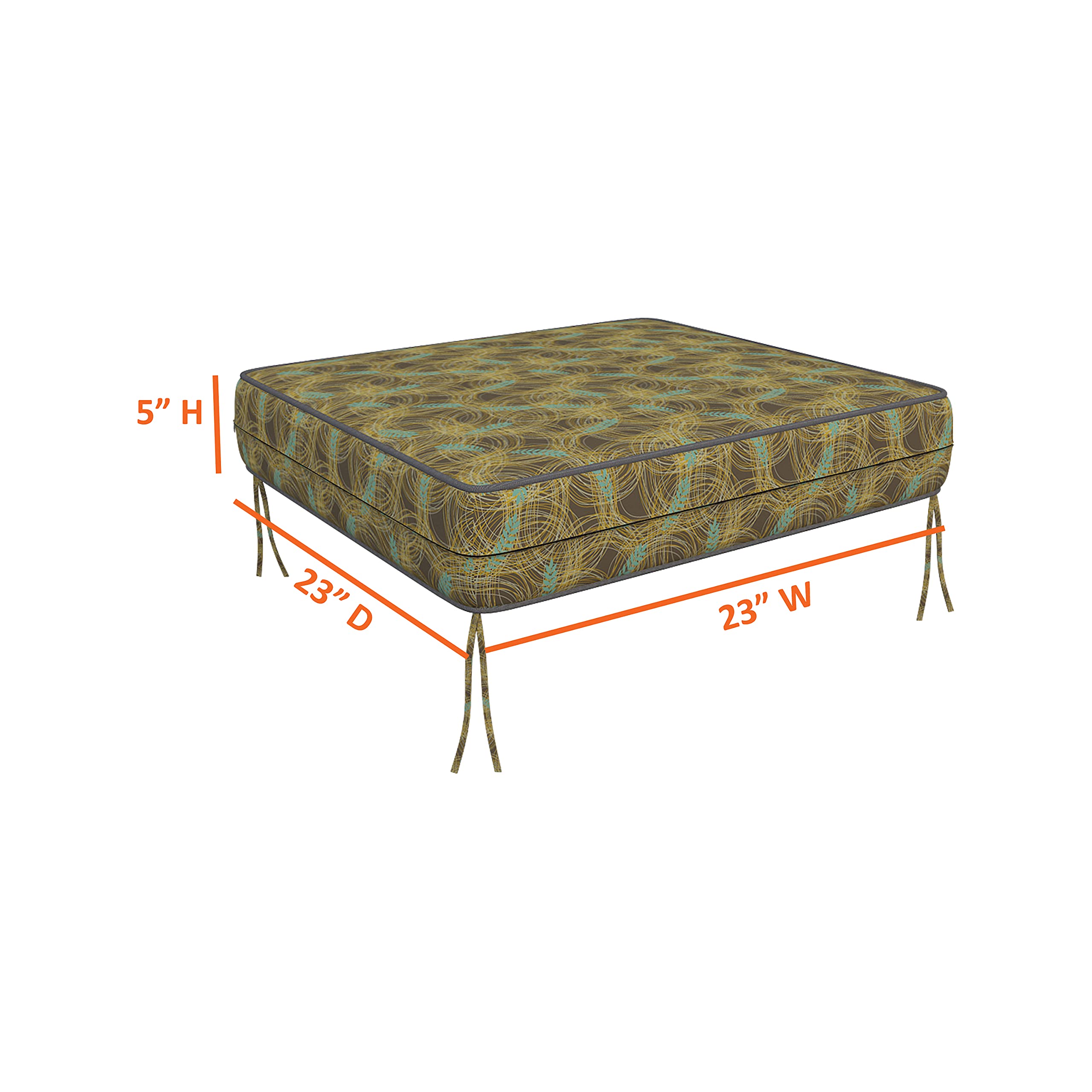 Covers & All Kwadratowa poszewka na poduszkę 6 sztuk 600 D pokrowiec na fotel patio wodoodporny wysoce trwały materiał poliestrowy z zamkami błyskawicznymi (tylko pokrowiec) (13 cm wys. x 60 cm szer. x 68 cm głęb., wzór 08)