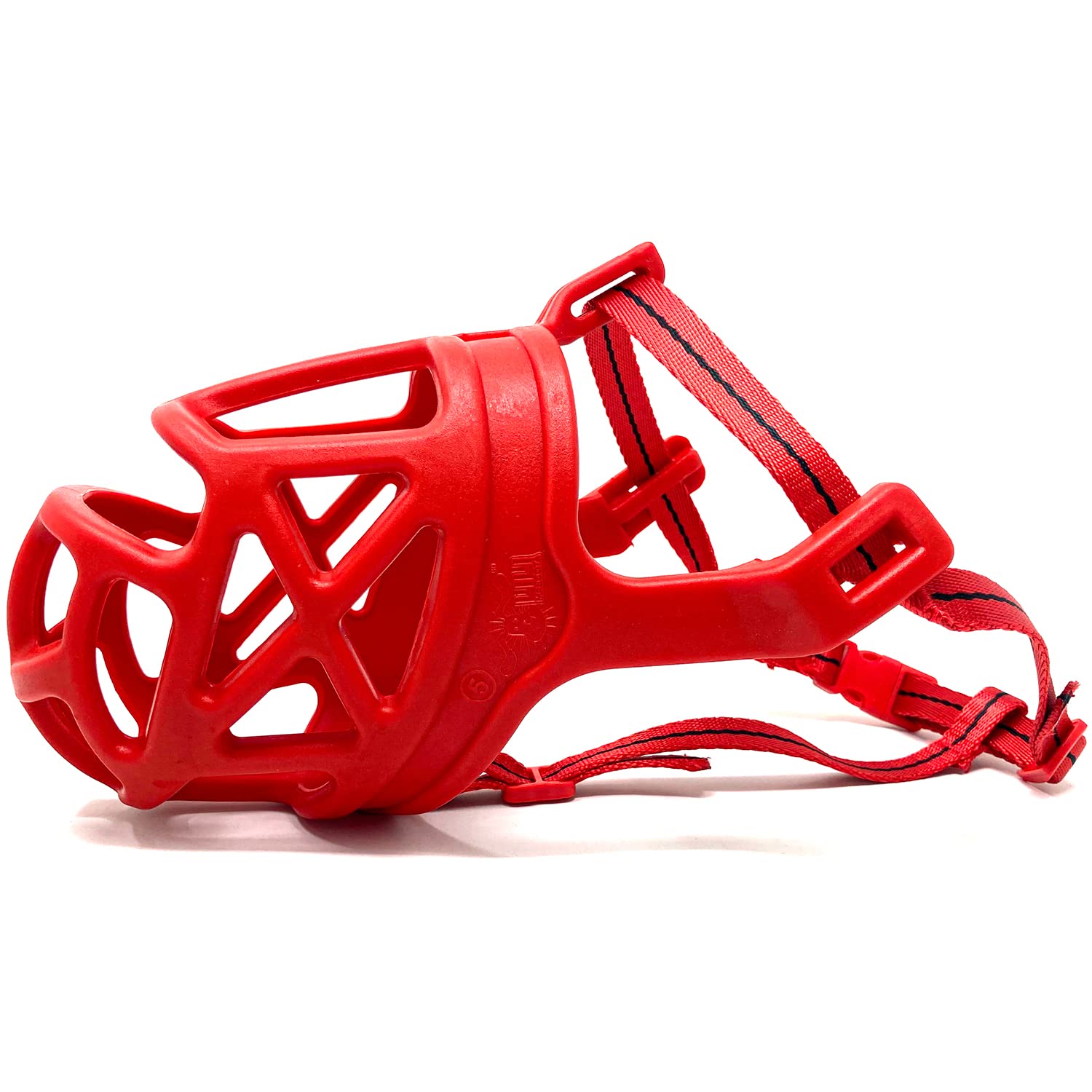 BRONZEDOG Dog Muzzle/Bite Guard Ultra Soft Dogs for Great Dane/St Bernard/Rottweiler Large (3 No.) Red Color