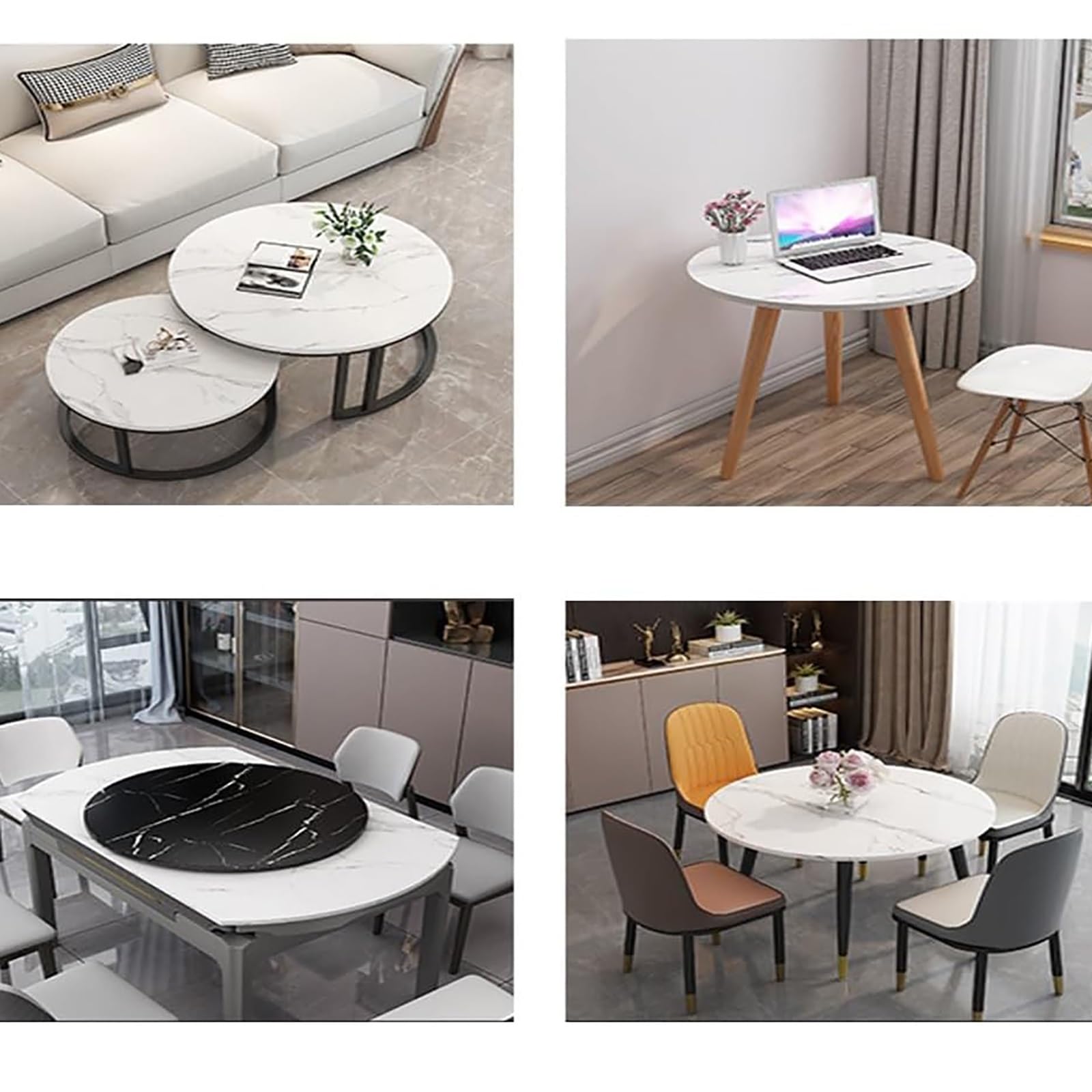 Lazy Susan Gramofon do biurka stojącego i domowego biura, 61 cm, obrotowa taca do serwowania, gładka i cicha, DIY, biurko, wykończenie z białego kamienia