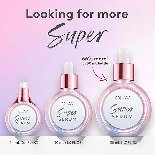Miniatura 9 de Olay Super Serum - Niacinamida, Vitamina C y E, péptido de colágeno, AHA - Beneficios 5 en 1 para el cuidado de la piel para la cara - Brillo