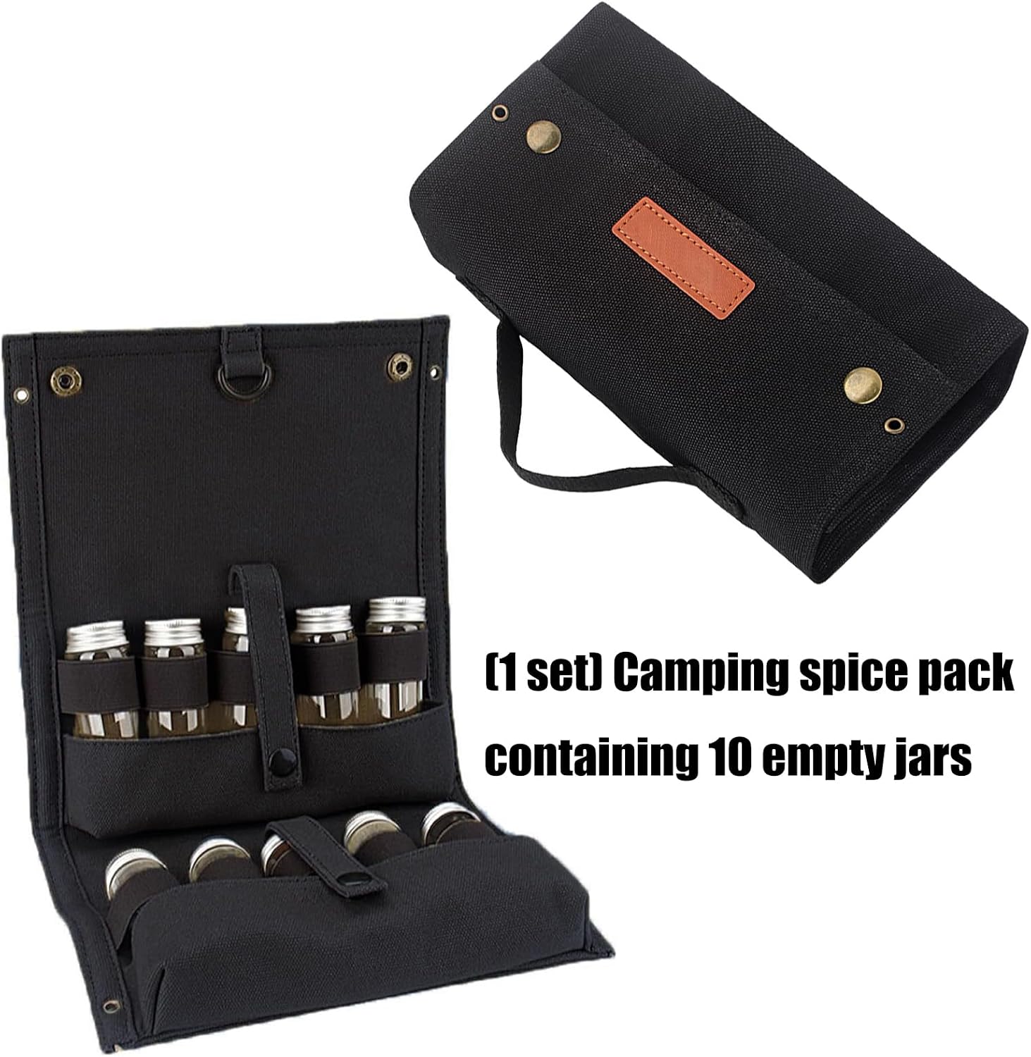Spice Storage Bag Made of Portable Camping Organiser with 10 Spice Jars for Cooking Outdoor Portable Spices Camping with Spice Jar