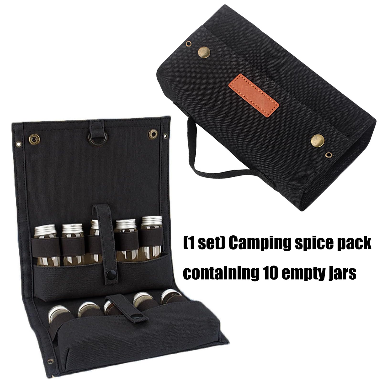 Recipiente portátil para especias recargable para barbacoa, bolsa de almacenamiento con 10 botellas de especias, organizador de especias, portátil, para camping