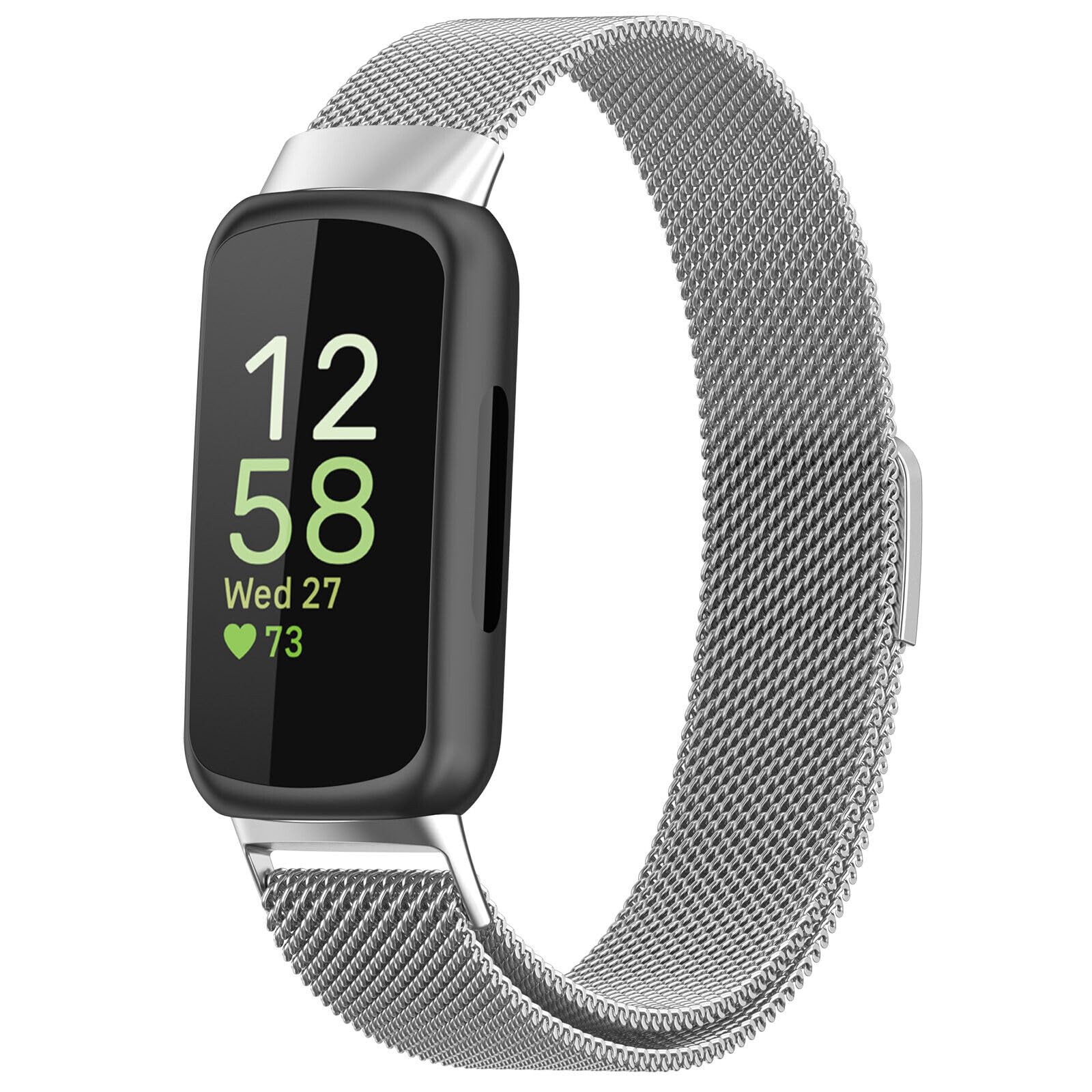 Panda Bobo Compatible for Fitbit Inspire 3 Metal Strap, Mileanese Metal Adjustable Sport Replacement Wrist Band (Silver)
