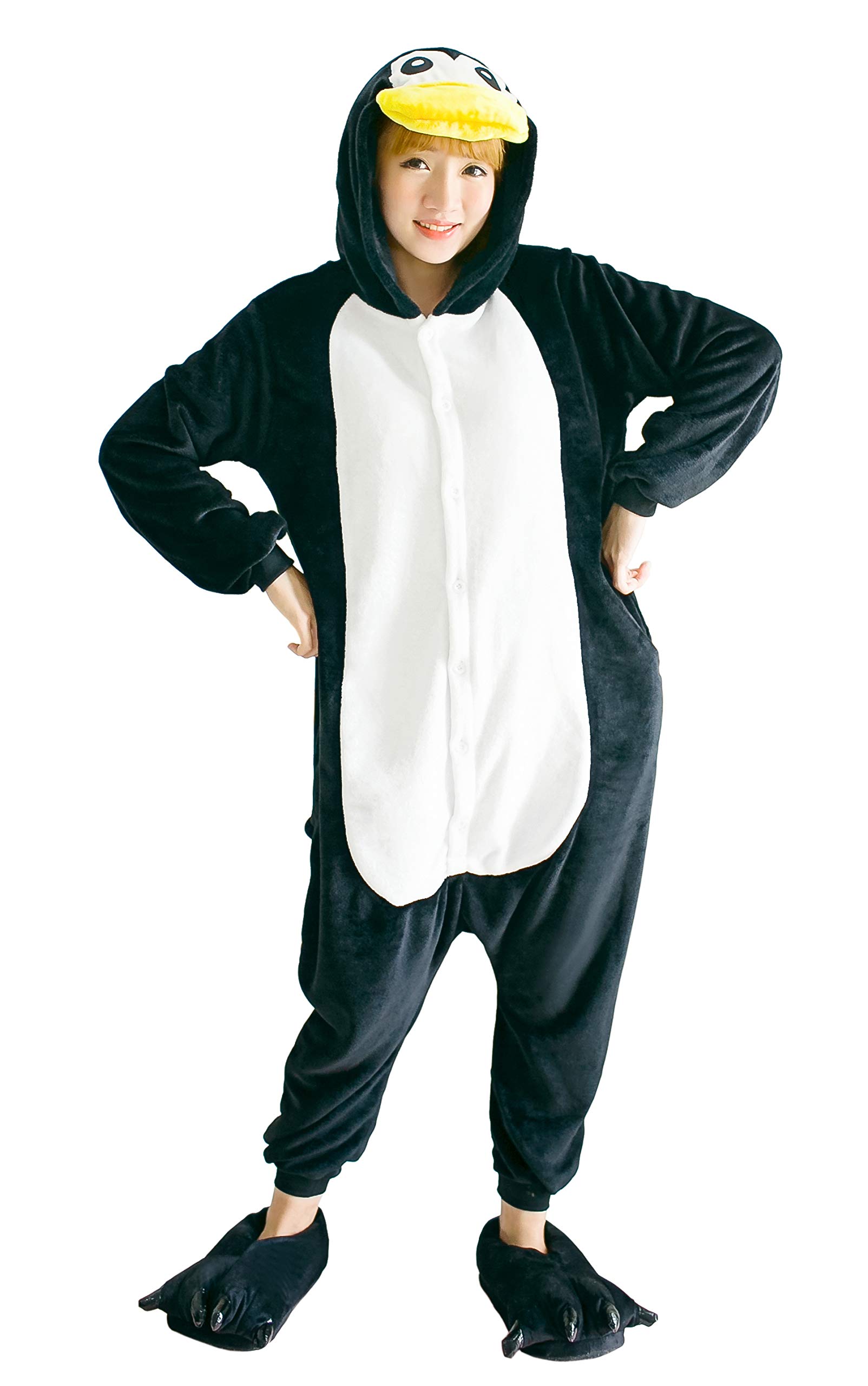 FunnyCos Adult Onesie Animal Pajamas Unisex Halloween Cosplay Costume Loungewear Penguin M, M (Fits Height 158-167cm)