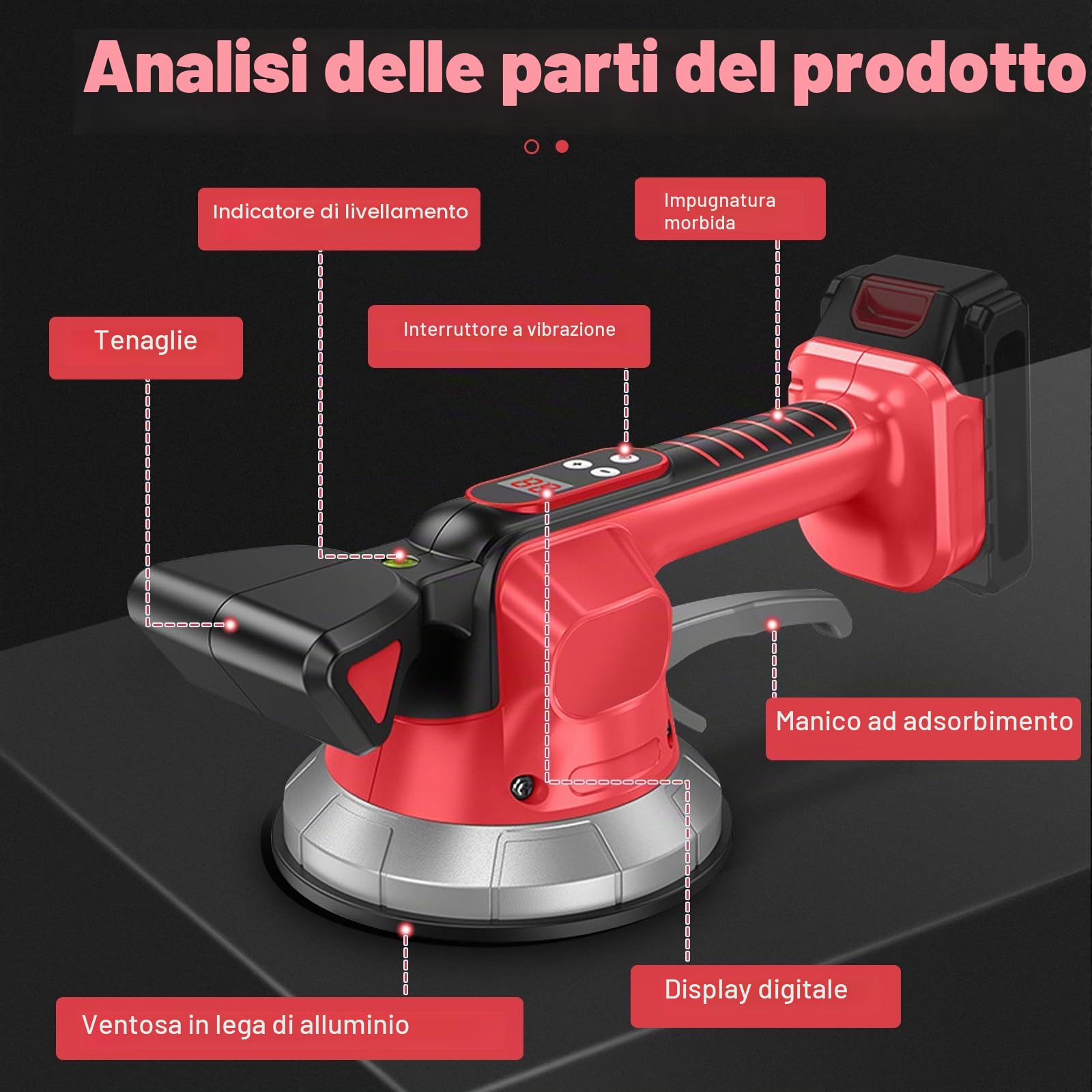 Agitatore a batteria compatibile con batteria Milwaukee da 18 V (senza batteria) | Piastrella, con 10 velocità regolabili, ventosa da 14,5 cm, assorbimento 200 kg, vibratore per piastrelle da 30-240 cm