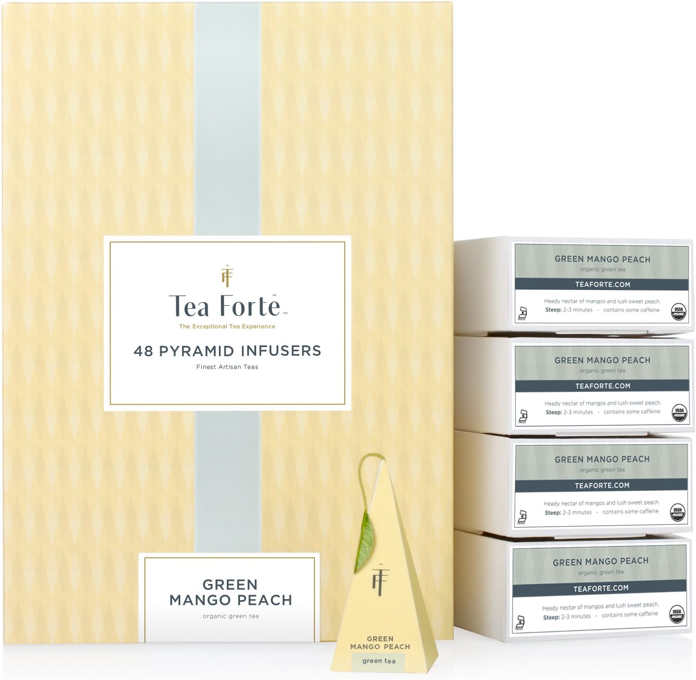 Tea Forte Green Mango Peach - Box 48 Pyramids Bulk Pack Organic Green Mango Peach