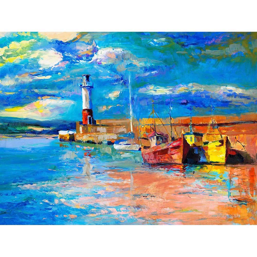 Wee Blue Coo Boats Tide Out Painting Art Print Poster Wall Decor 12X16 Inch