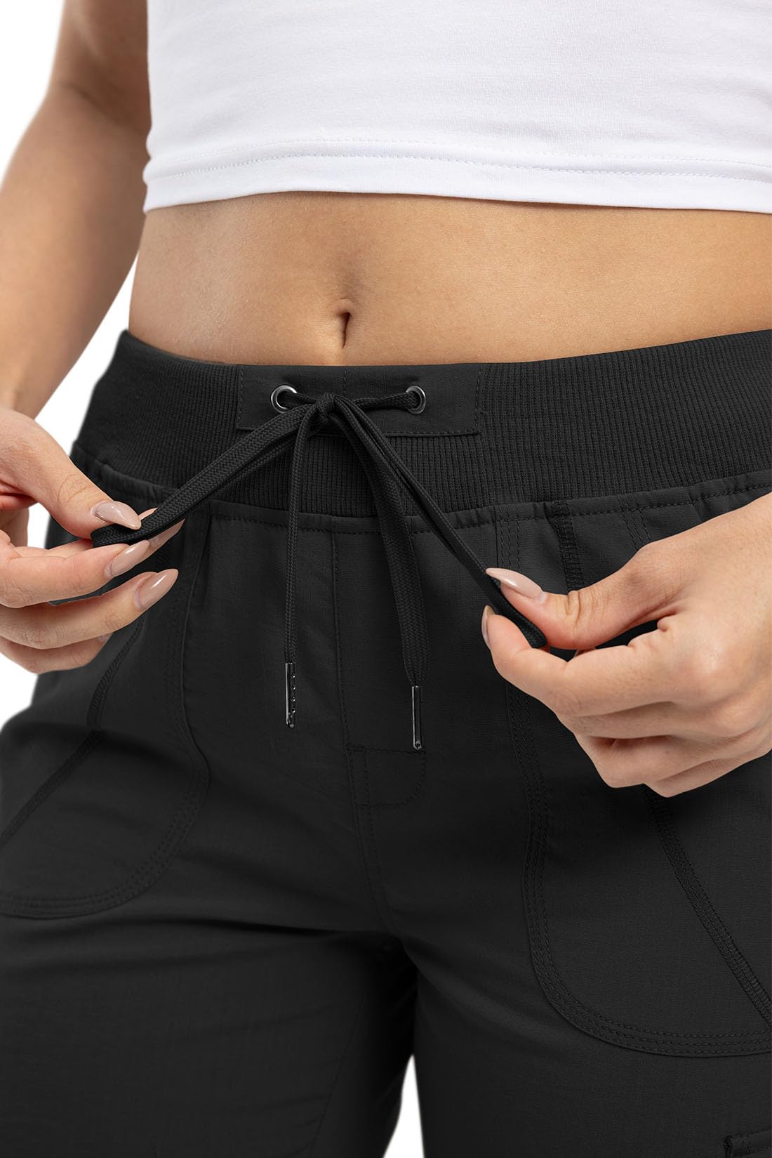 YSENTO Pantaloni estivi da donna, 3/4, pantaloni cargo leggeri, elasticizzati, da trekking, funzionali