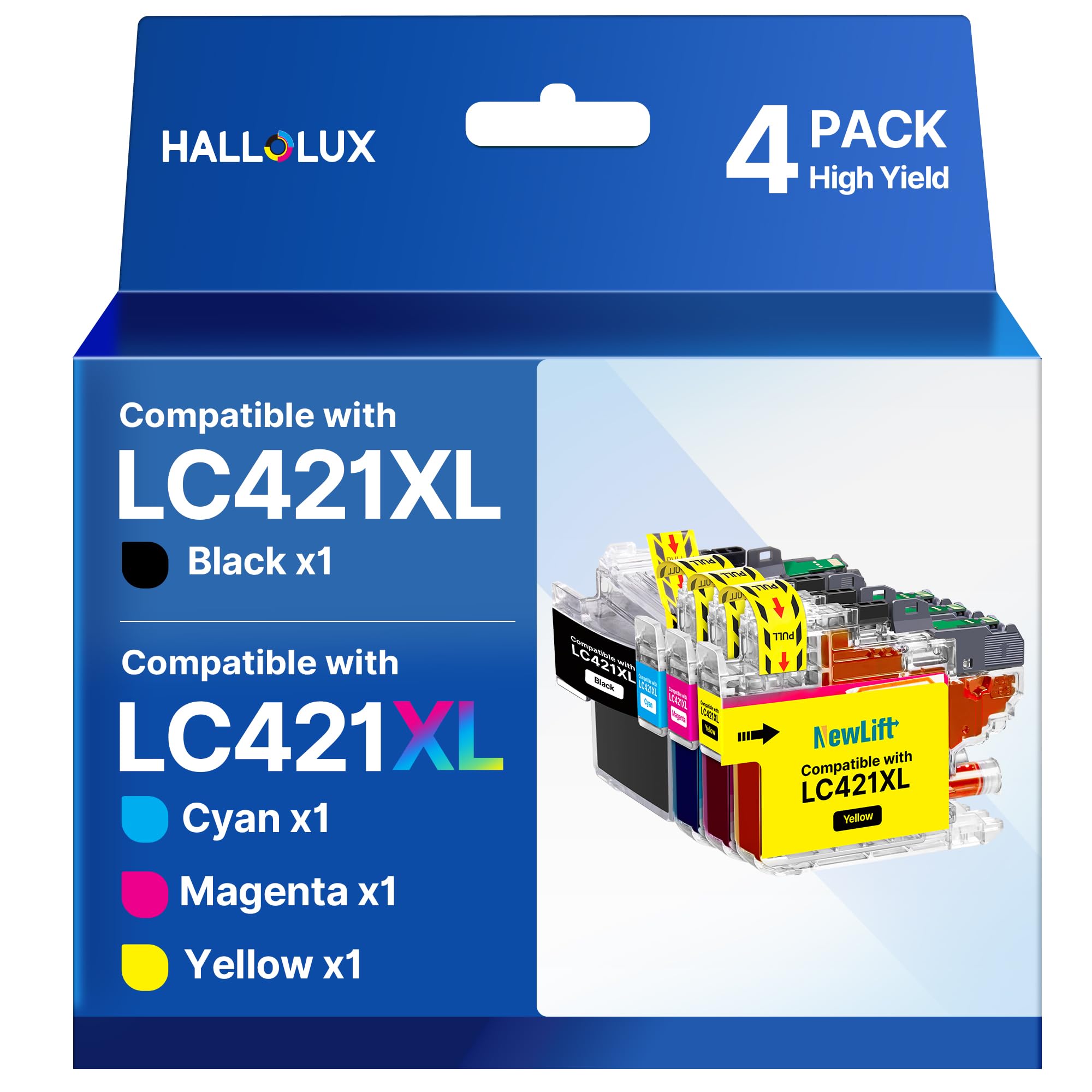 LC421XL LC-421XLVAL Tintenpatronen Value Pack für Brother LC421 LC-421XL Multipack Patronen LC 421XL für Brother DCP-J1050DW DCP-J1140DW MFC-J1010DW (LC421XL Schwarz, Cyan, Magenta, Gelb)