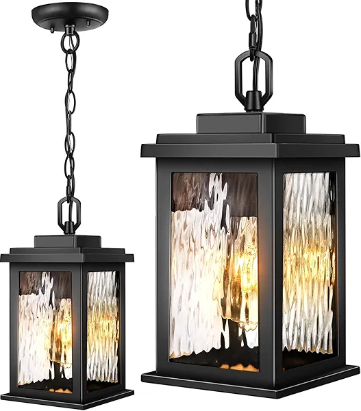 VIANIS Outdoor Pendant Light Fixtures, Black Outdoor Ceiling Lights for Porch with Waterproof, Anti-Rust Porch Lights Exterior Ceiling Fixtures for House