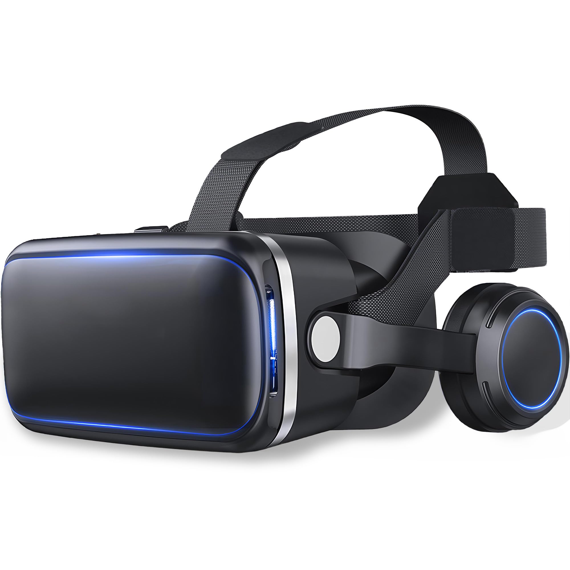 Gafas VR con Auriculares, 3D Gafas Realidad Virtuales,Sumérgete en la Diversión 3D: Juegos y Aventuras Cinematográficas en Teléfonos de 4.7 a 6.6 Pulgadas (Android/iPhone)