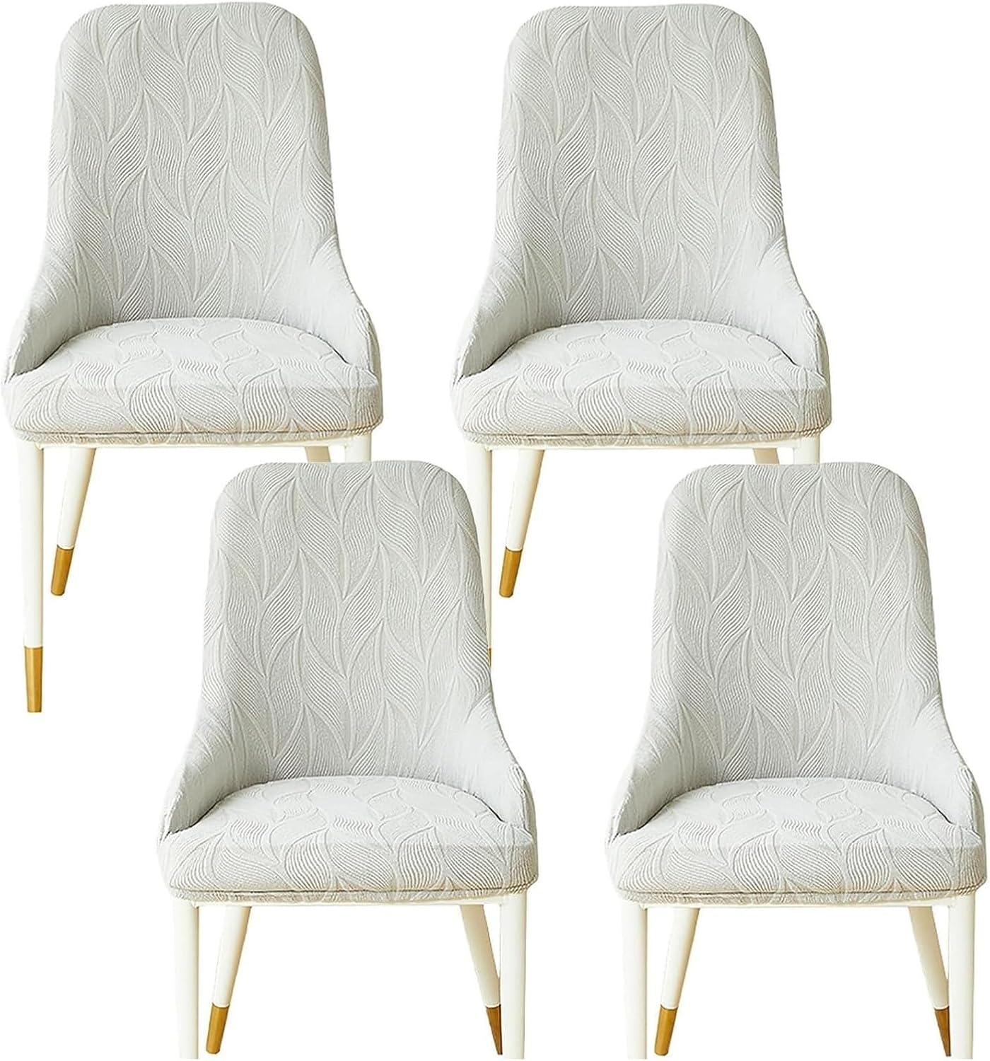 Stretch Wingback Chair Cover Curved Back Dining Chairs Covers with Low Arms Removable Universal Kitchen Chair Slipcovers Protector for Living Dining Room Decoration,Gray,2pcs