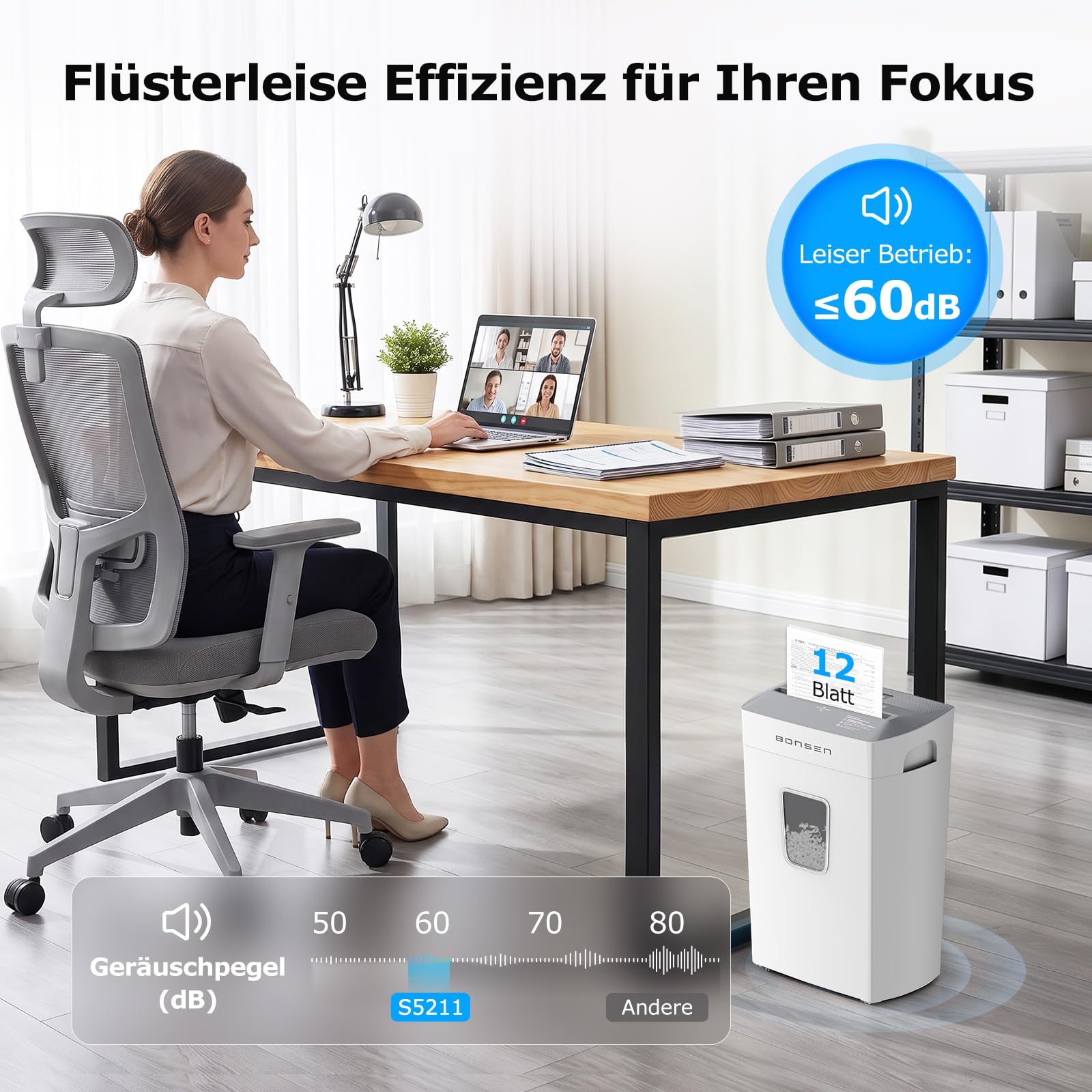 BONSEN Niszczarka papierowa, S5211-W