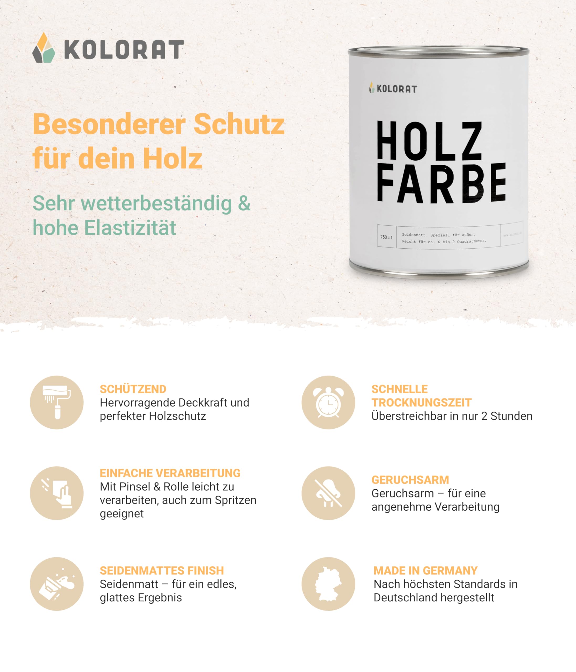 Kolorat® Holzfarbe, Frisches Salbeigrün 750ml - Wetterfeste Farbe für Außenanstriche - Wetterbeständiger Holzschutz - Perfekt für Holz im Außenbereich - Umweltfreundlich & wasserbasiert