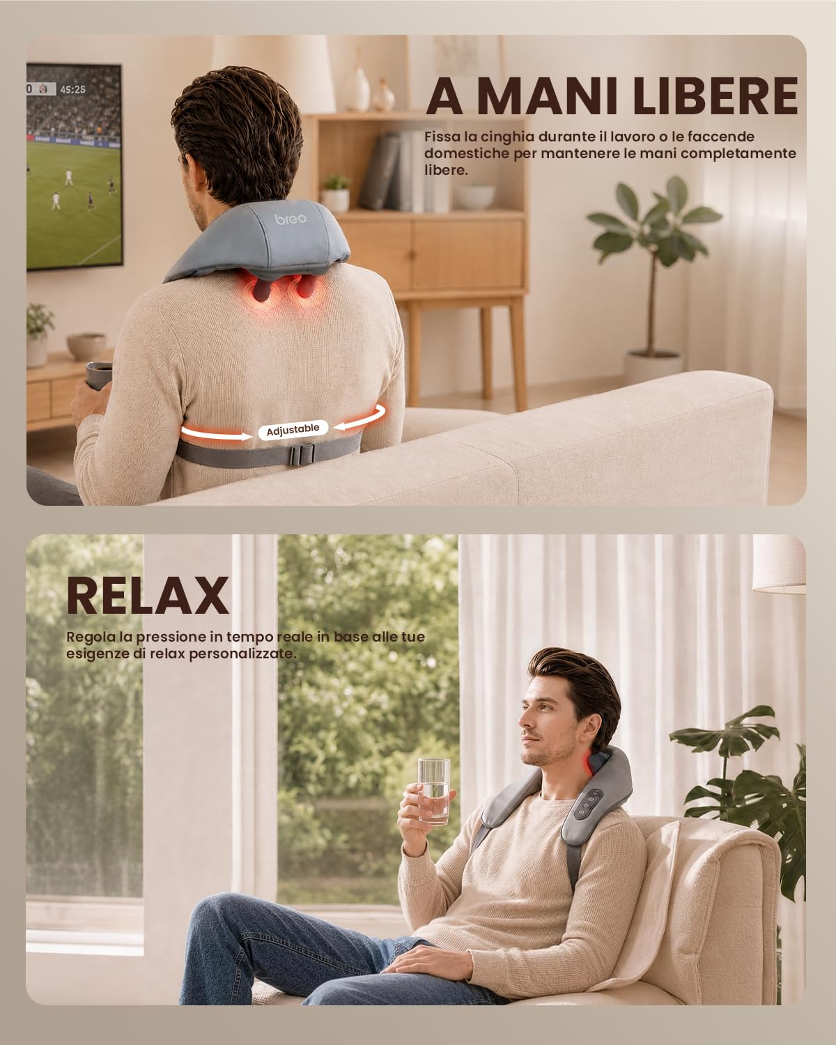 Breo N5mini Massaggiatore Cervicale Shiatsu con Calore, Impastare, grigio | 5D massaggio Shiatsu profondo per sollievo dal dolore, calore, senza fili, silenzioso e portatile per casa, ufficio e viaggi