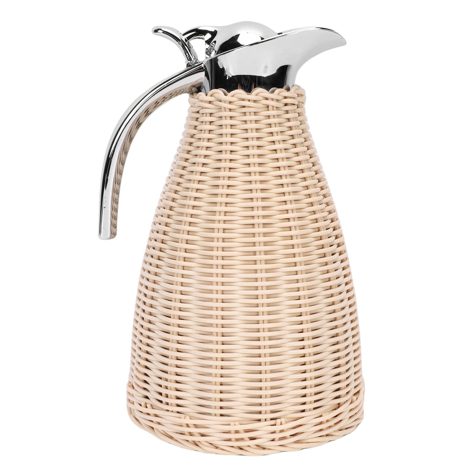 SIXRUN Carafe Tossicola Termica in Acciaio Inossidabile in Acciaio Inossidabile Intrecciato, 1,5 Litri di Brocca Isolata a Parete, Calore di 12 Ore, Fidelizzazione a Freddo 24 Ore, (Beige)
