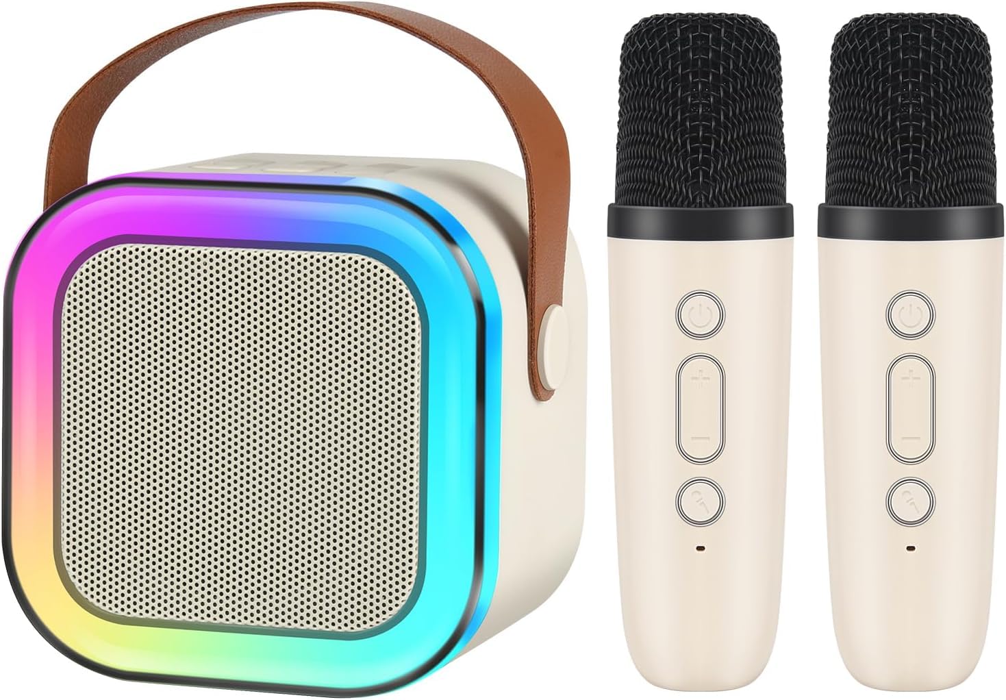 Kids Karaoke Machine with Bluetooth Speaker, 2 Wireless Mics, Portable Singing Set for Children