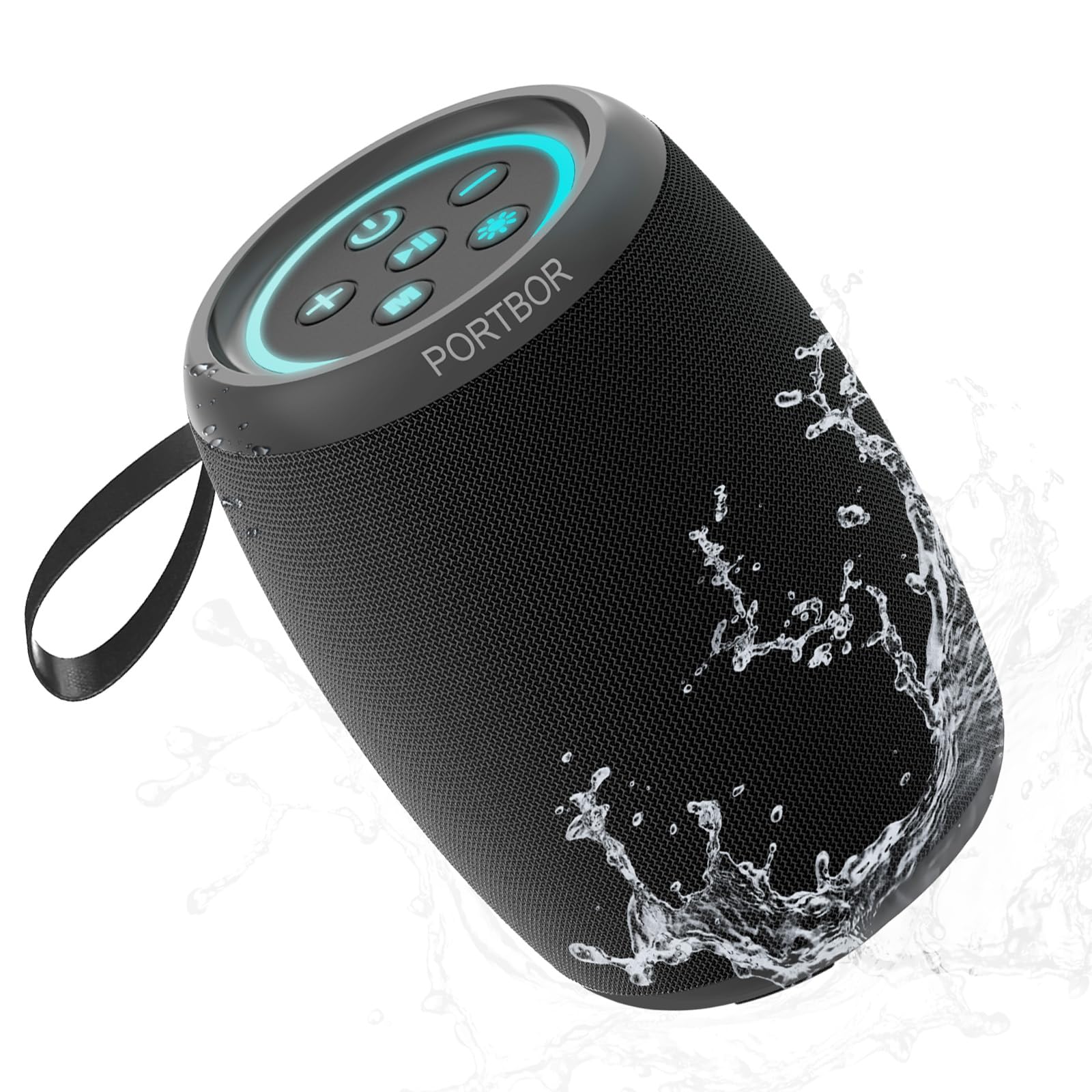 PORTBOR Portable Bluetooth Speaker, Powerful Stereo Sound, IPX5 Waterproof, Wireless 5.3, TWS Pairing, for Outdoor Home Beach Shower Travel, Electronics Birthday Gifts