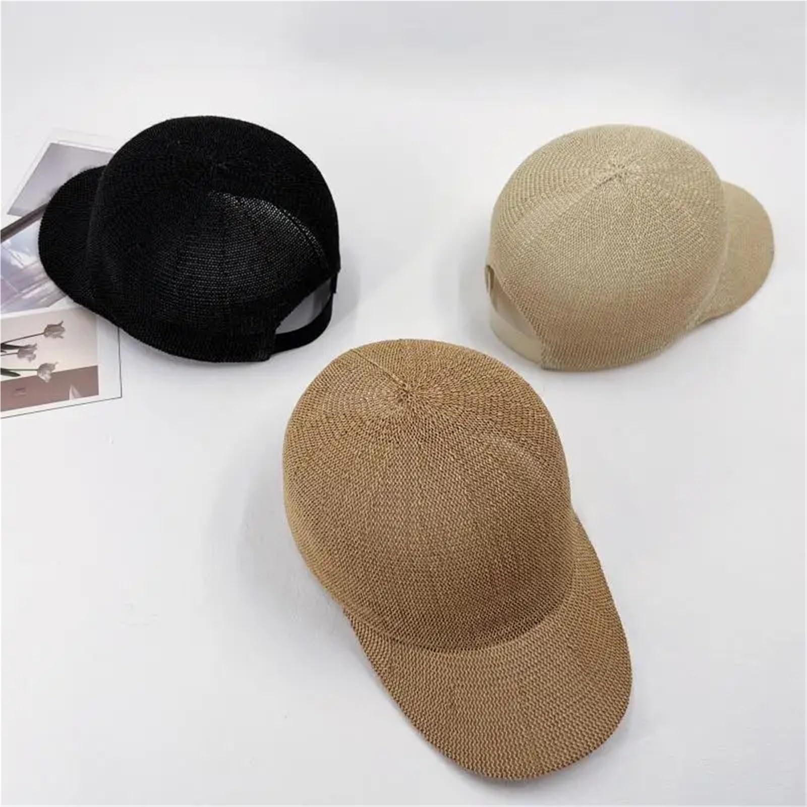 Berretto da Baseball in Paglia di Carta Traspirante con Protezione UV, Cappello da Sole Unisex Casual Estivo