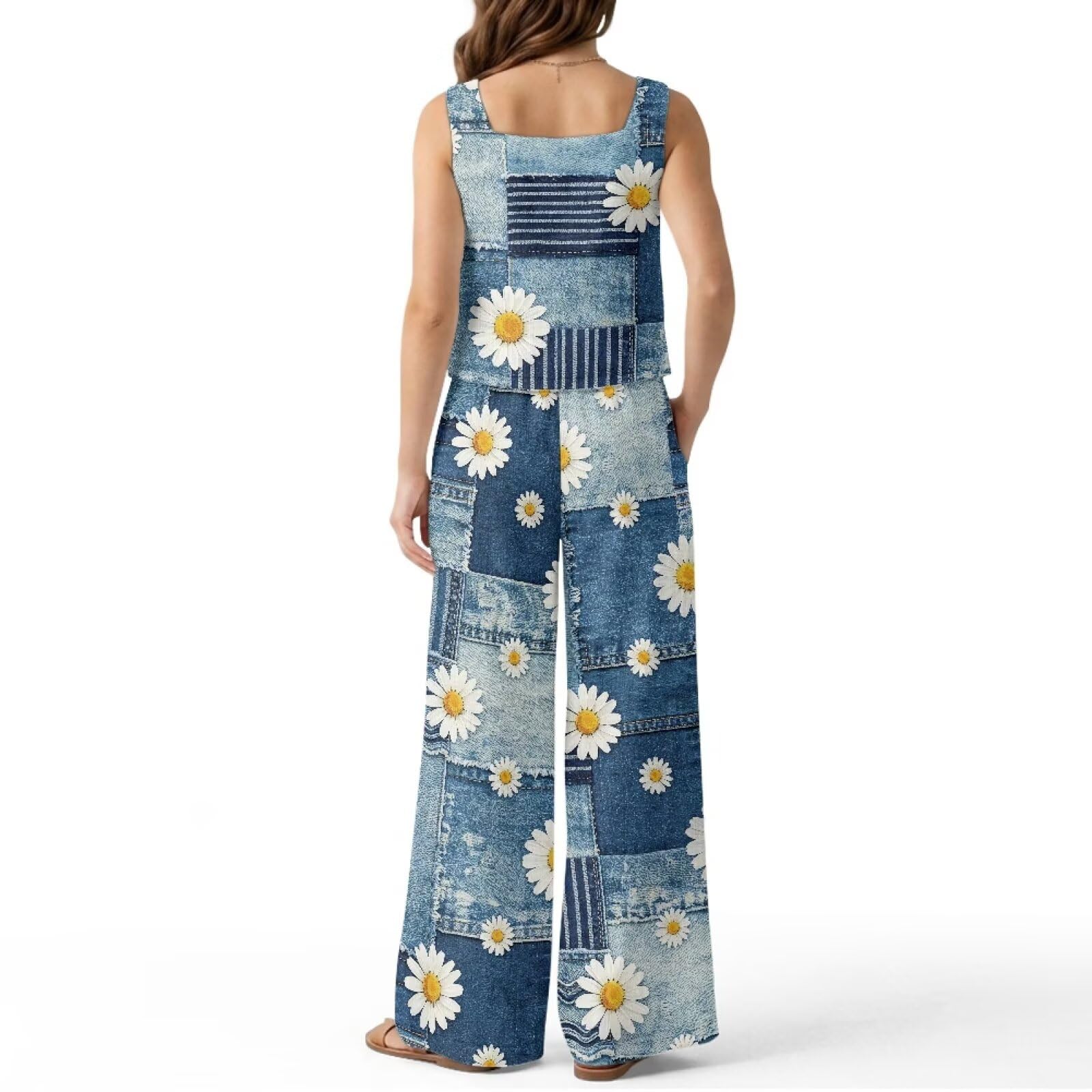 Xoenoiee Daisy Denim Patchwork Damen 2-teiliges Set 2026 Sommer-Outfits XXL