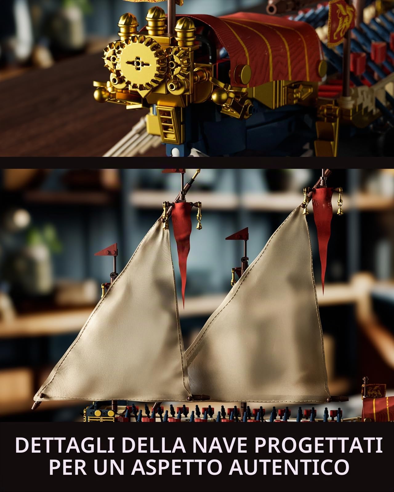 Nifeliz Kit di Costruzione della Nave a Vela Galea per Adulti, Modello di Nave Ammiraglia in Stile Galeazza per Esposizione e Collezione, Regalo per Appassionati di Navi (1.536 Pezzi, NF10338)