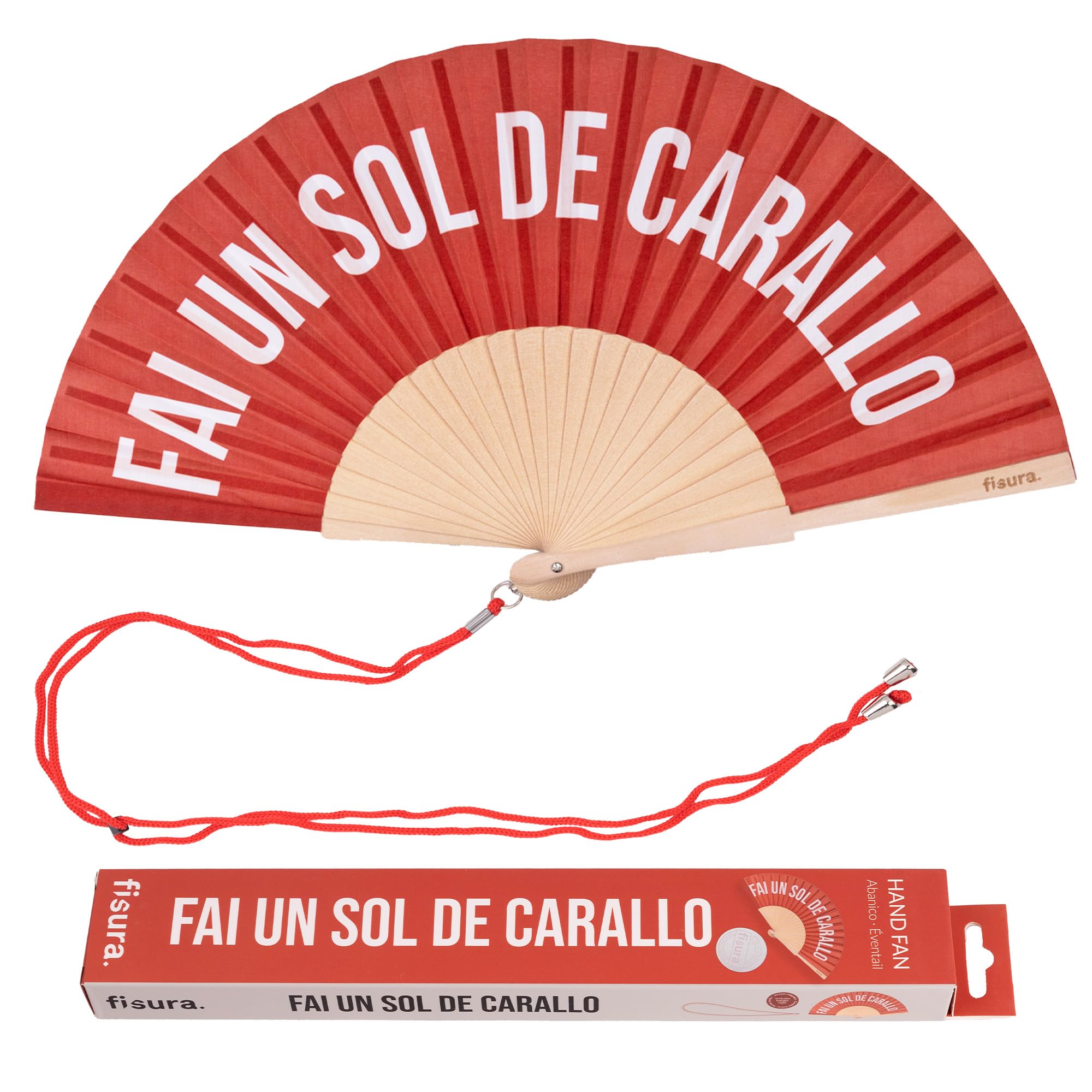 Fisura – Abanico Original con Mensaje “La Vida es Bella”. Abanico de Madera Moderno y Colorido. Ventilador de Mano Amarillo de Rayas. Colgador Incluido. Idea de Regalo Divertida. 42,5 x 23 cm — view 19