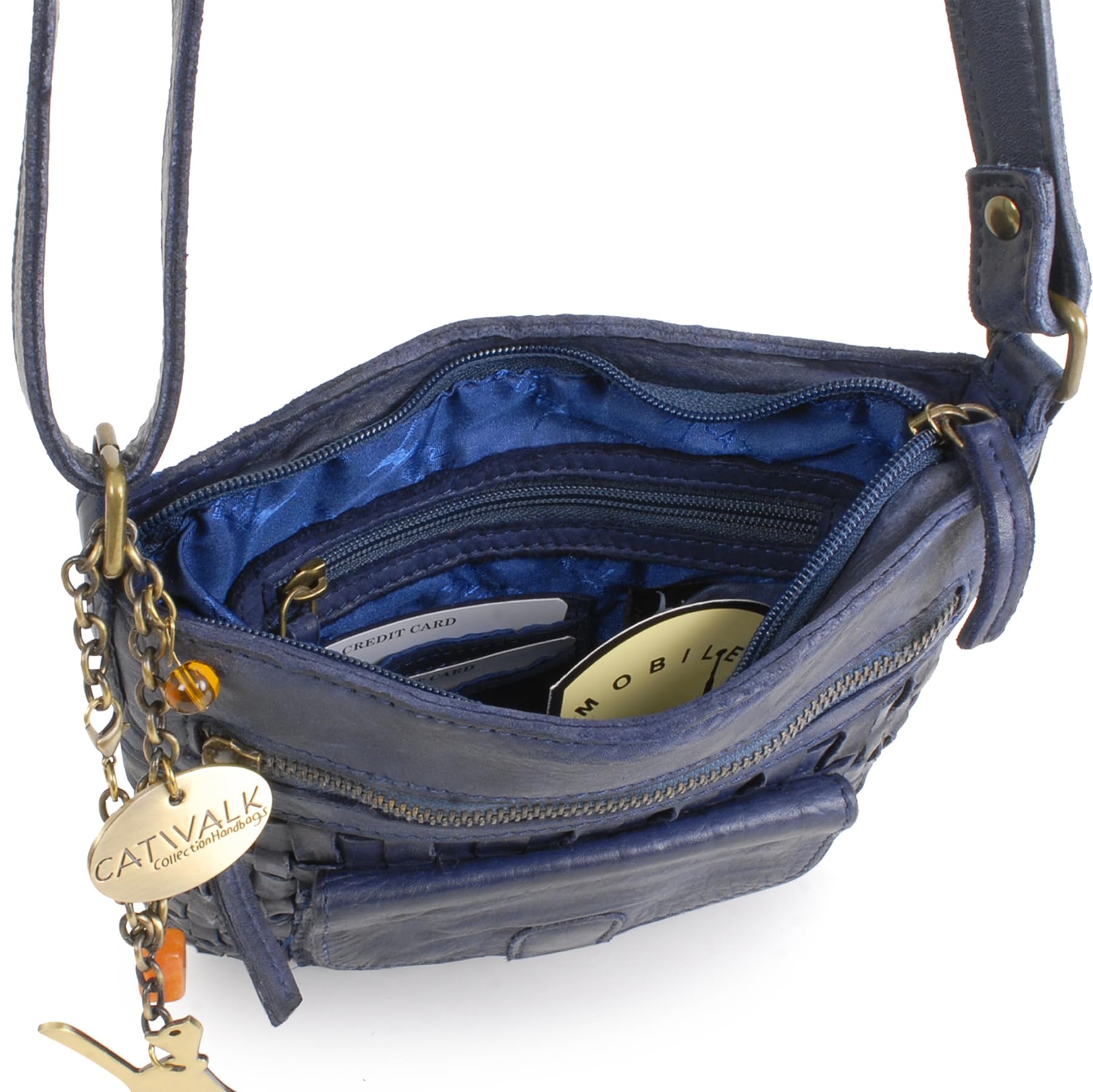 Catwalk Collection Handbags - Borsa a Tracolla Piccola in Pelle Intrecciata - Borsetta Donna - Borsa a Mano con Tracolla Regolabile - Simona
