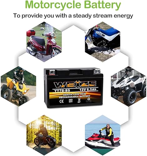 Miniatura 39 de Weize YTZ10S-BS - Batería de motocicleta AGM sellada de alto rendimiento, sin mantenimiento, compatible con Yamaha Honda