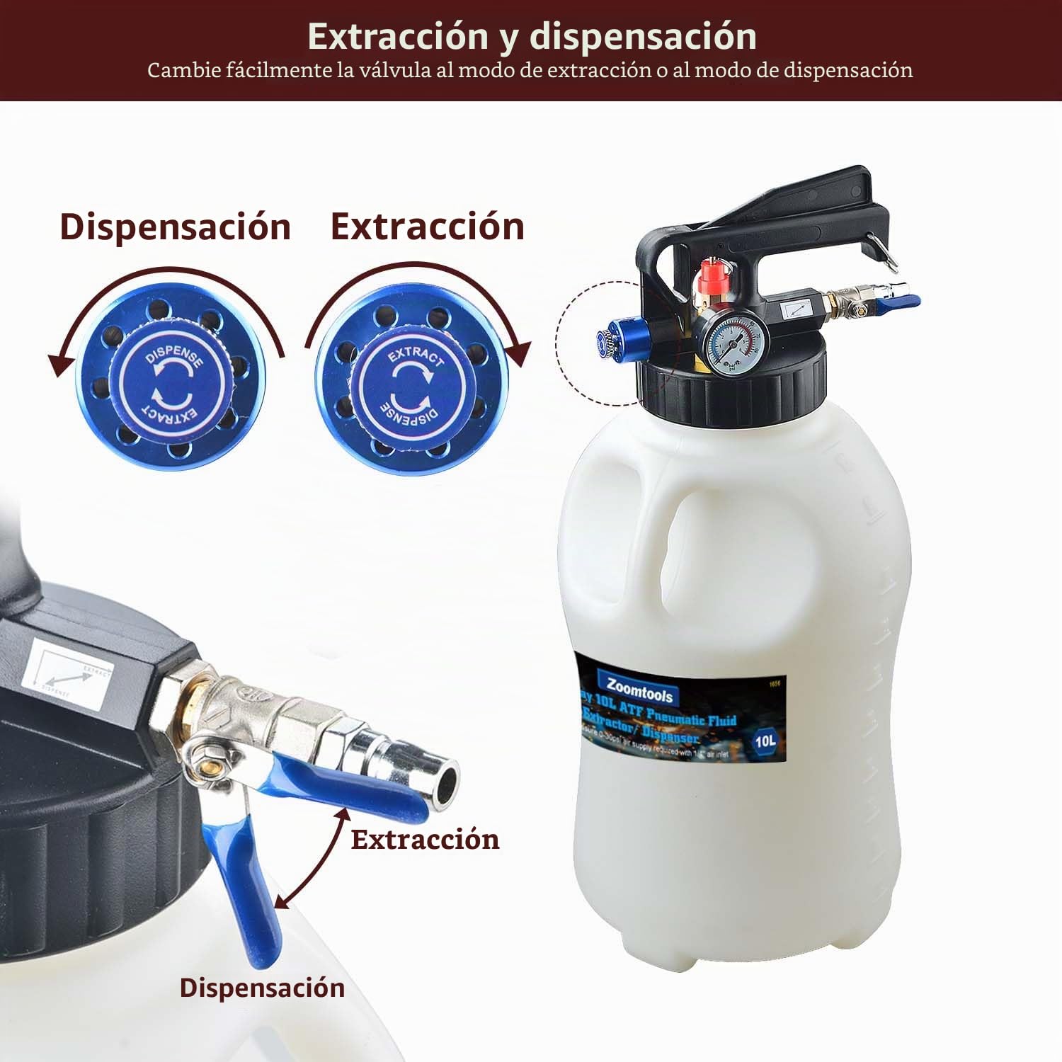 10L Bomba de Transferencia de Fluido de Transmisión Neumática, Bomba de Llenado de Aceite de Caja de Cambios con 13 Adaptadores ATF