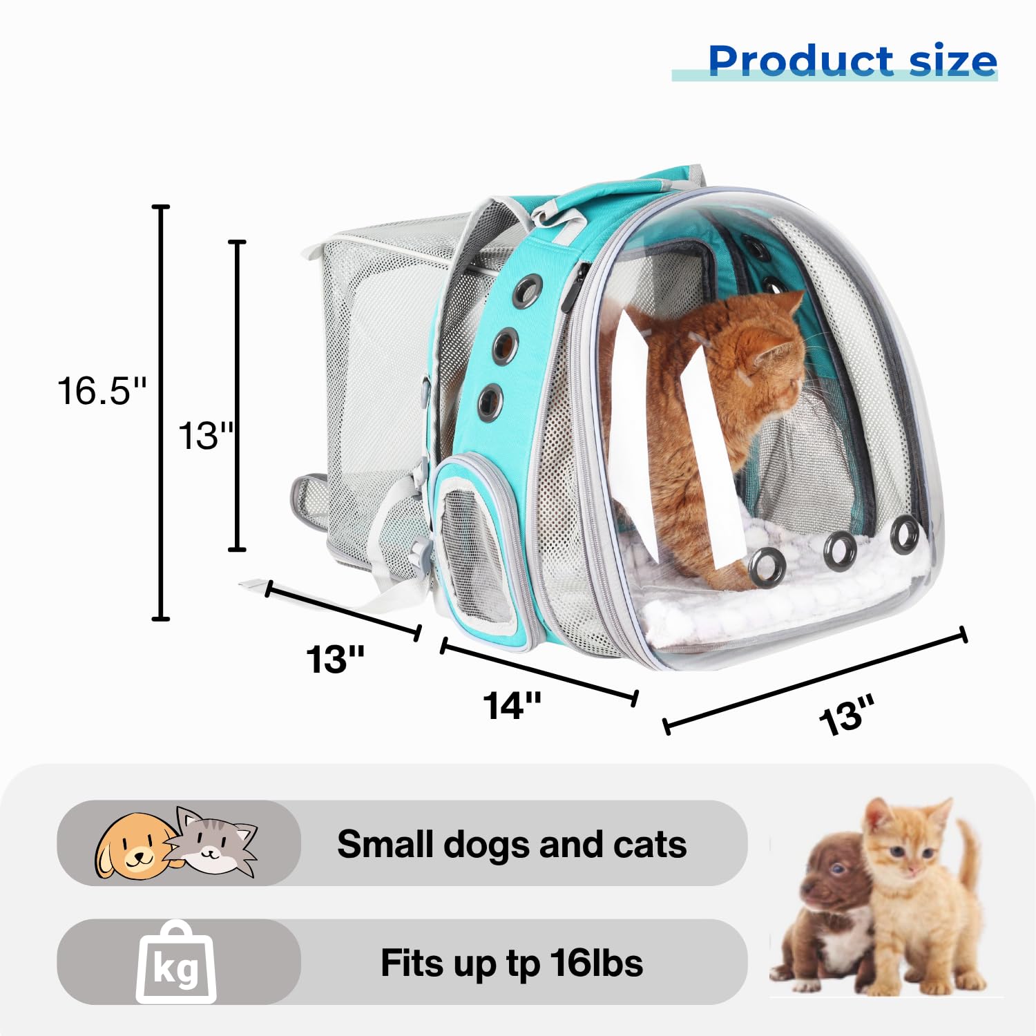 LOLLIMEOW Mochila transportadora para mascotas, mochila de burbujas, para gatos y cachorros, aprobada por aerolíneas, diseñada para viajes, senderismo, caminar y uso al aire libre (doble expansible,