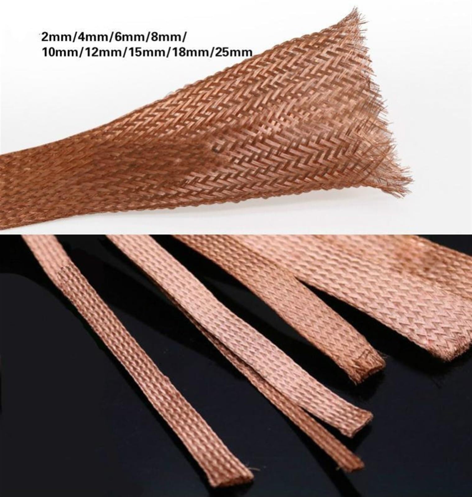 Kupfer Geflechtschlauch dehnbar EMI Abschirmung 2-25mm | Für Kabel und Drähte von 2 mm bis 25 mm geeignet, für Auto Marine Haushalt und Innenbeleuchtung(5m,25mm bore)