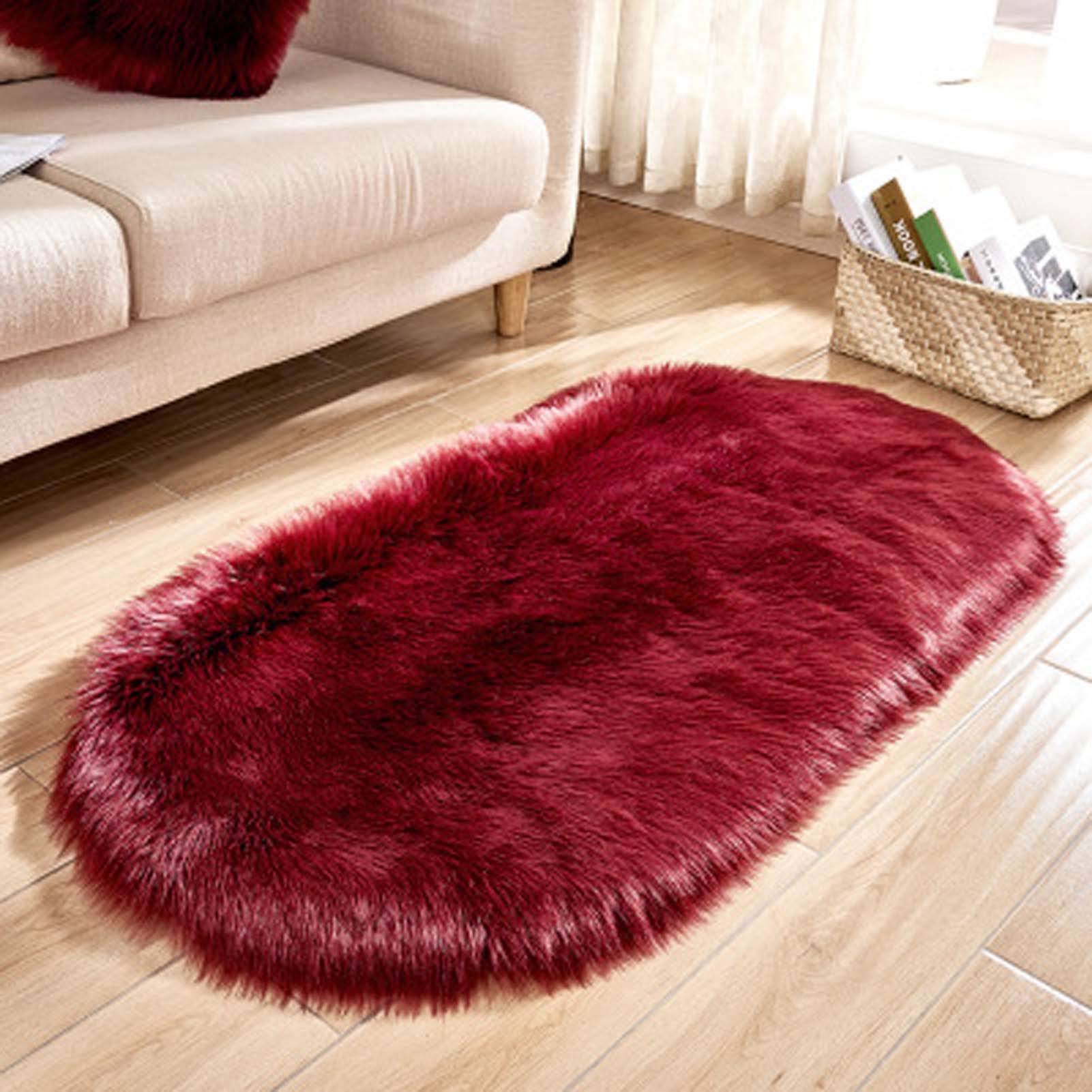 Tapis Moelleux en Fausse Fourrure De Mouton 50x80cm, Tapis en Peau De Mouton Synthétique, Imitation Toison Tapis pour Le Salon, Canapé Ou Chaise