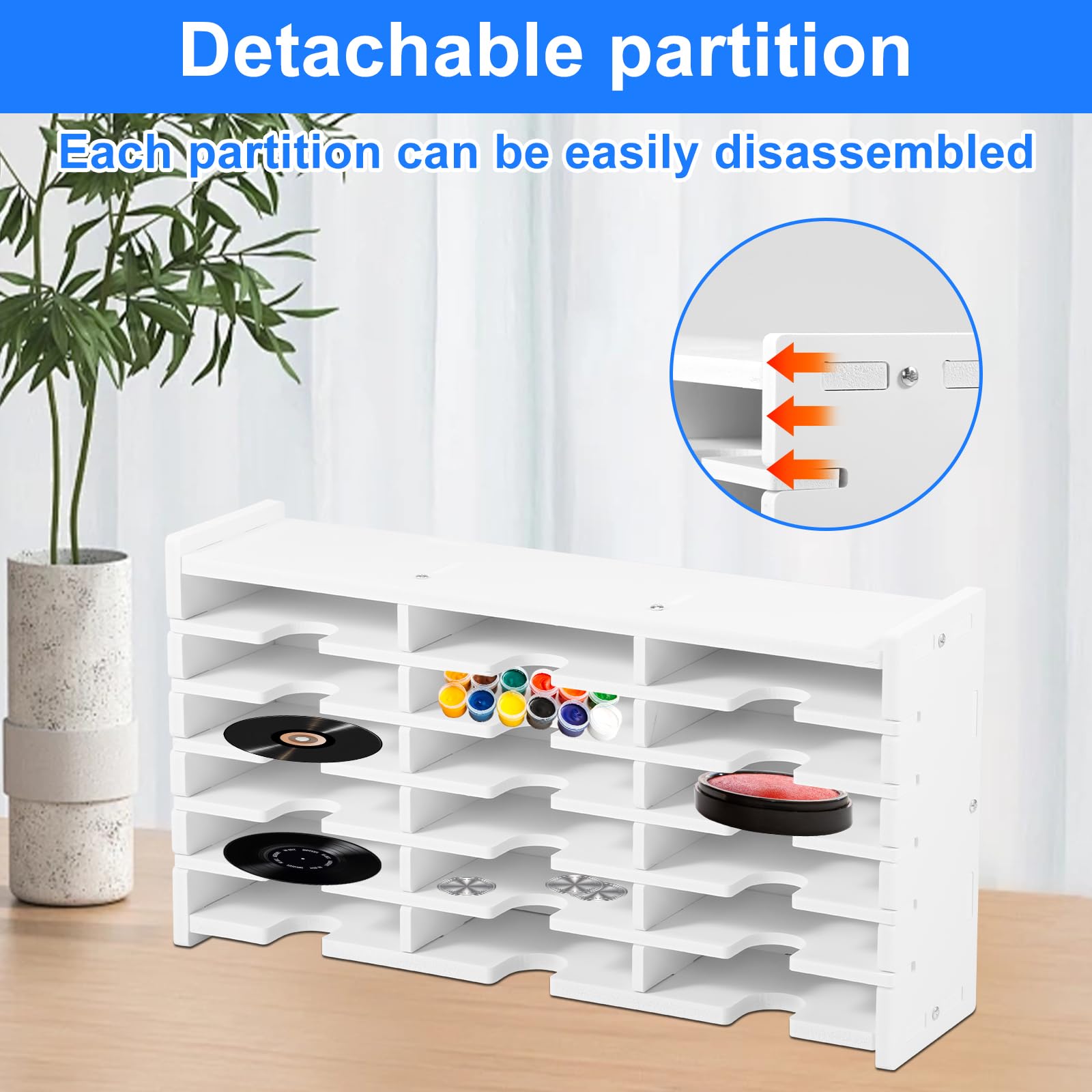 NZWBSHSSP Stamp Pad Storage Organizer Versatile Large Capacity Slim Ink Pad Holder Easy to Maintain Ink Pads Painting Tray Rack Slots Ink Pad Holder with Compartments for Ranger - Image 3