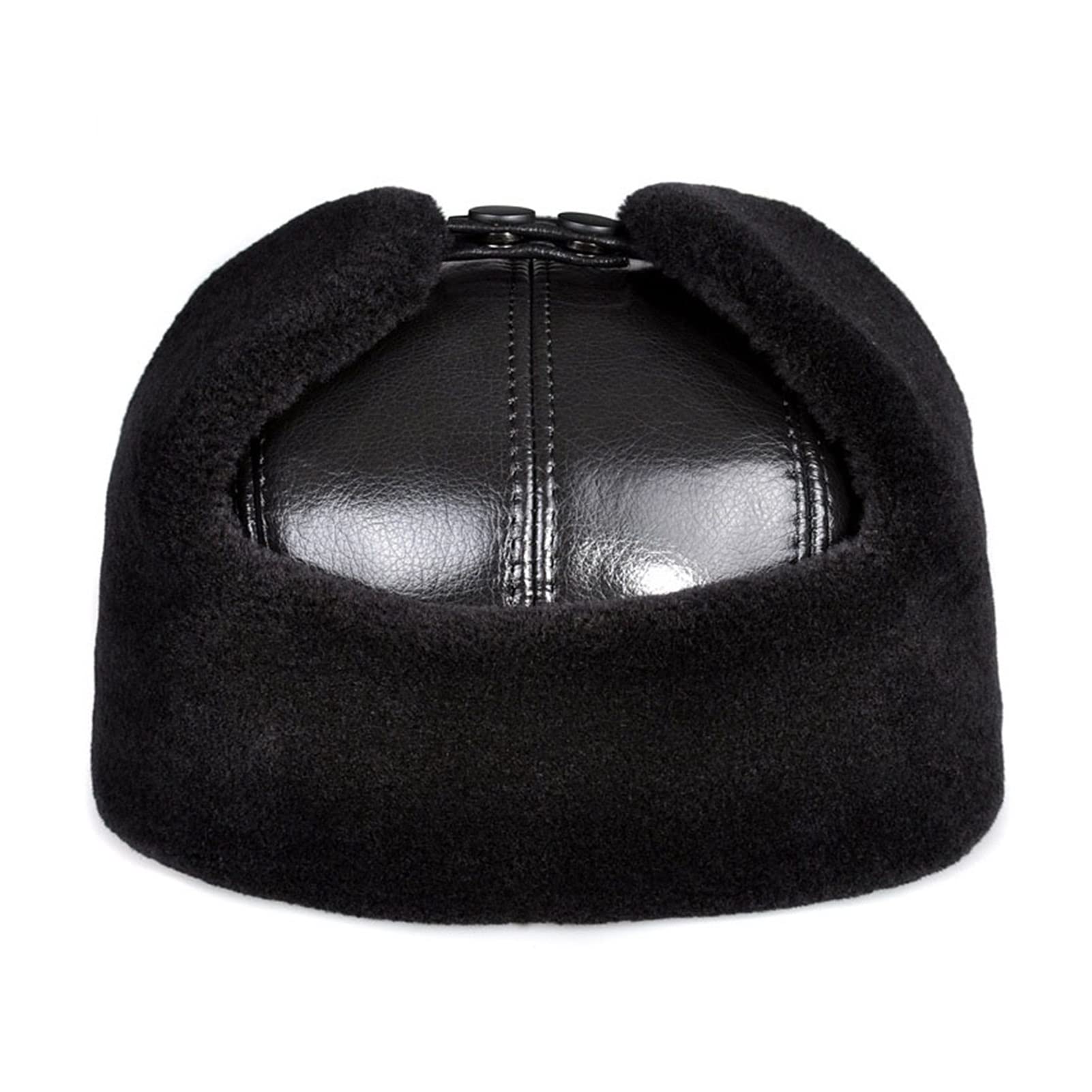 Oryginalne skórzane kapelusze bombowskie męskie z Earlflap rosyjski zima faux fu-r earmuffs caps brązowe czarne kolory