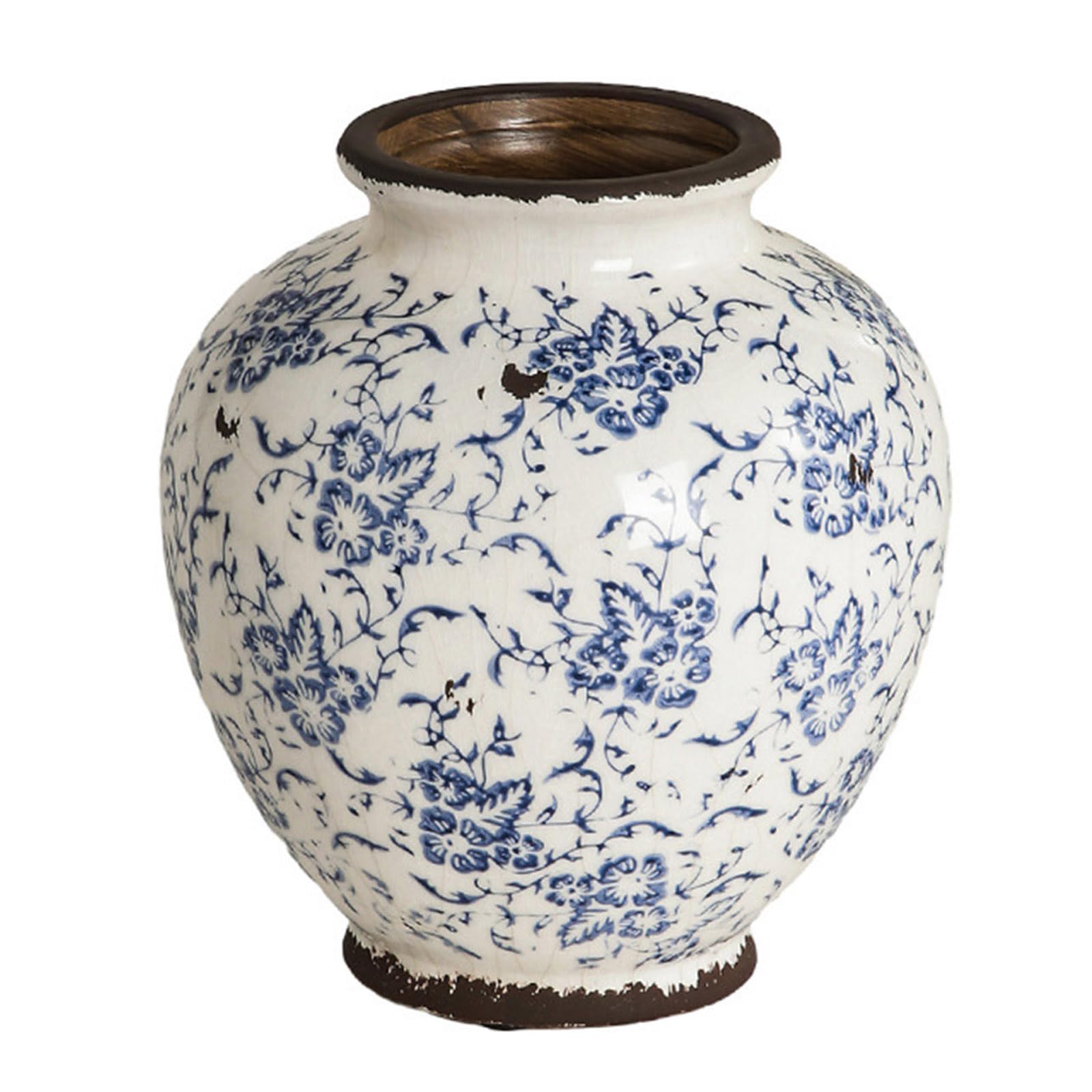 AOSAIXIS Antique Blue White Ceramics Vase, Decorative Flower Vase, Porcelain Living Room Decors Crackle Glaze Flower Container