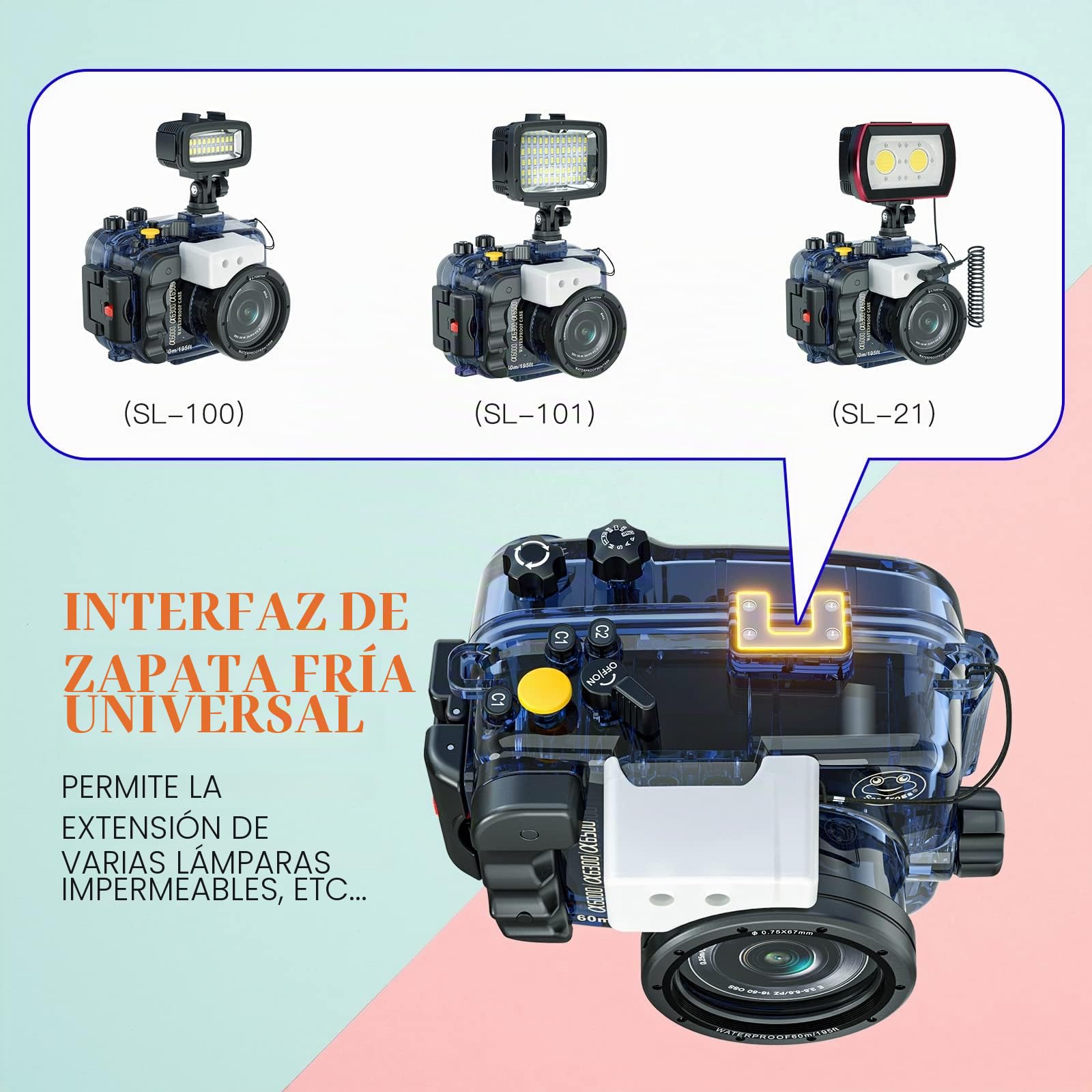 Sea frogs pour Sony a6500 a6400 a6300 a6000 Plongée Sous-Marine Avec caméra 195M / 60M Boîtier étanche (boîtier + filtre Rouge)