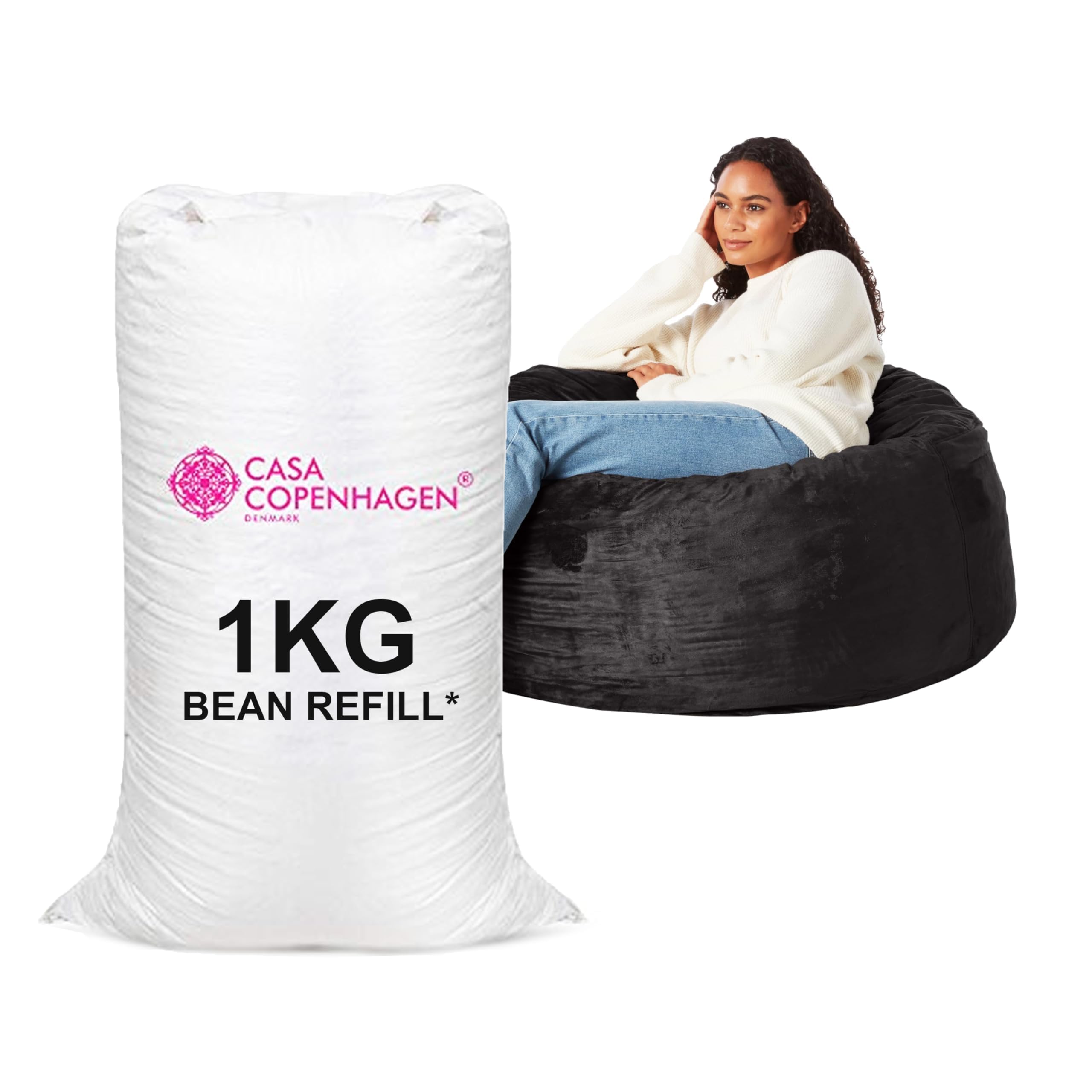 Casa Copenhagen Premium Virgin Grade Thermocol Balls Refill for Pillows, Sofa, Bean Bags, Soft Toys & Beans for Bean Bag Refill 1 Kg (White)-image-35